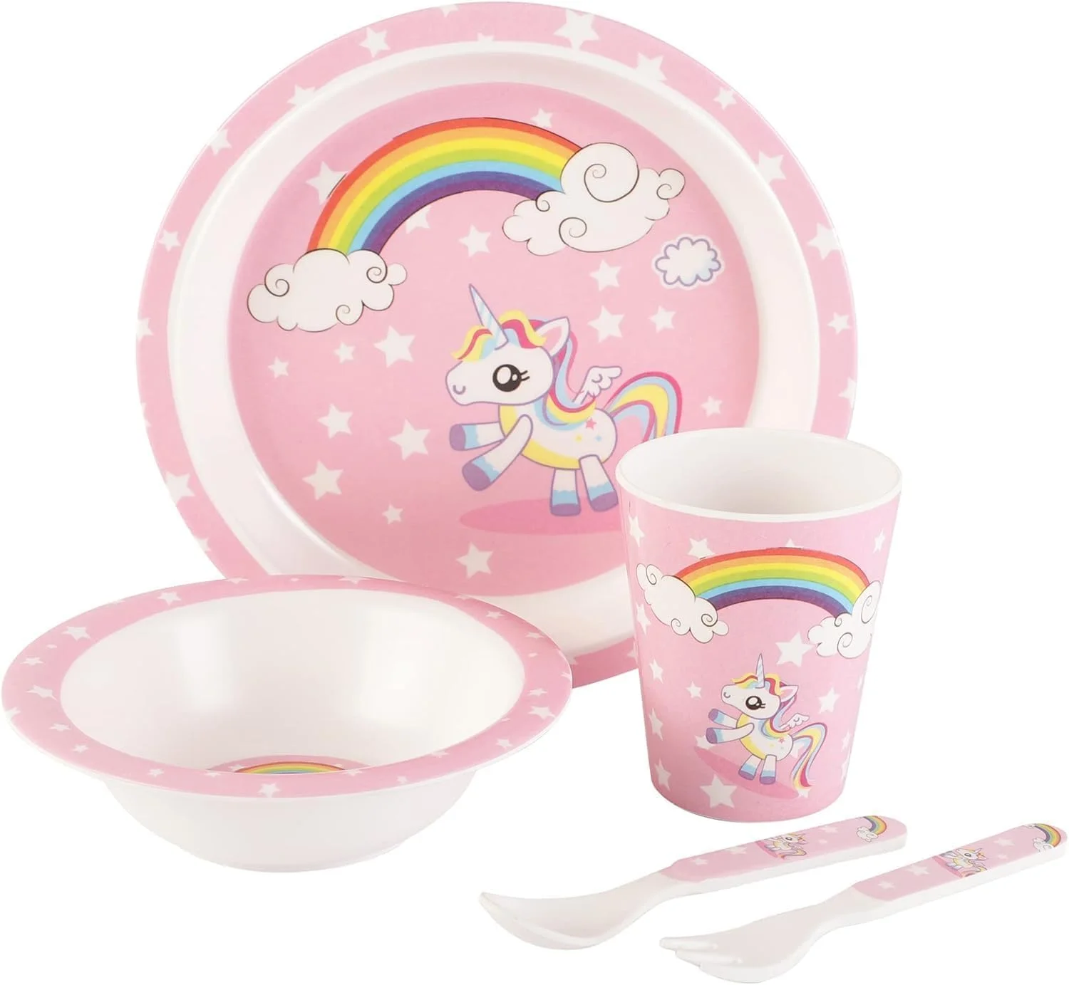 ست ظروف غذاخوری کودک ملامین – ست 5 تکه غذاخوری کودک (تک شاخ)