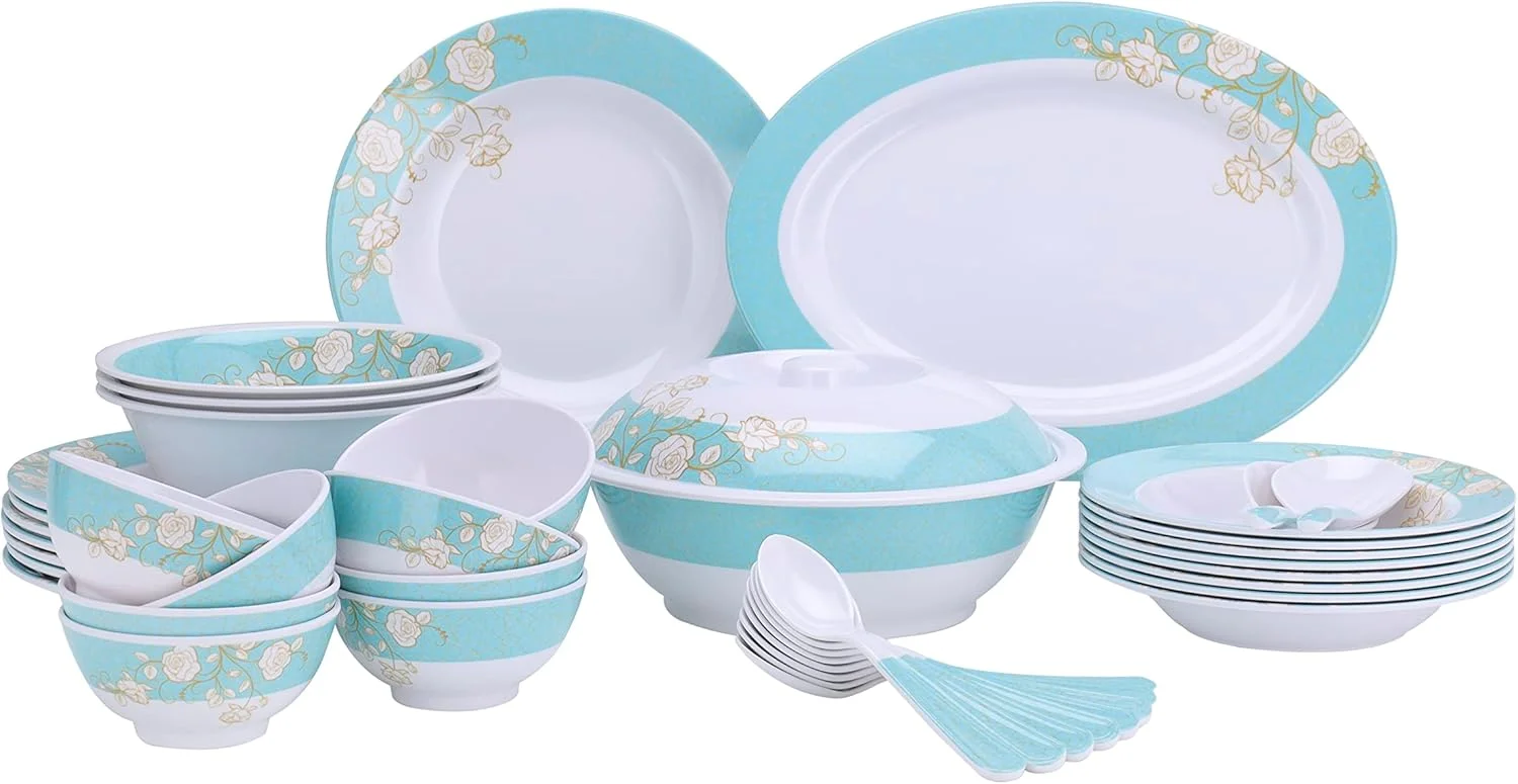 سرویس غذاخوری 40 پارچه ملامین مدل DC2111 شامل بشقاب، دیس، کاسه و قاشق