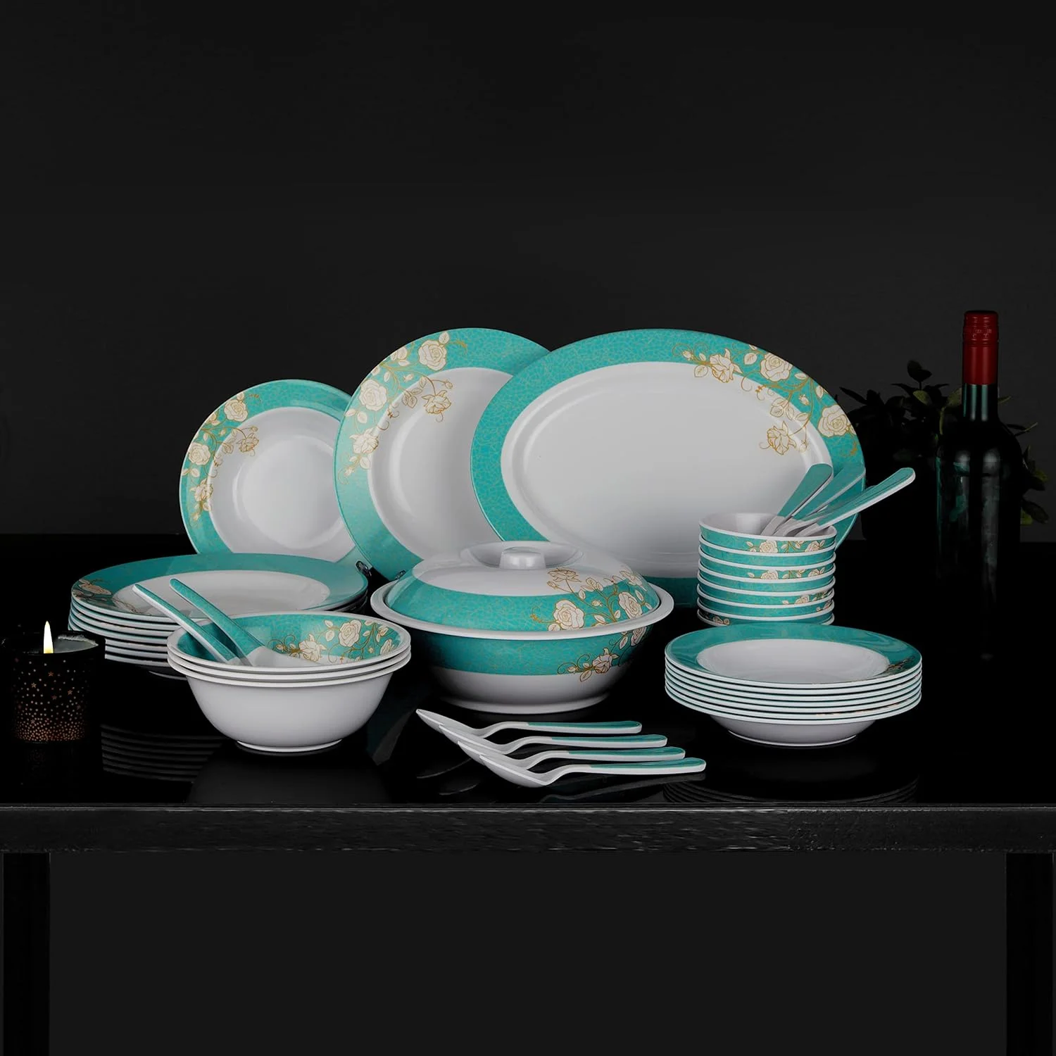 سرویس غذاخوری 40 پارچه ملامین مدل DC2111 شامل بشقاب، دیس، کاسه و قاشق سرویس غذاخوری 40 پارچه ملامین مدل DC2111 شامل بشقاب، دیس، کاسه و قاشق