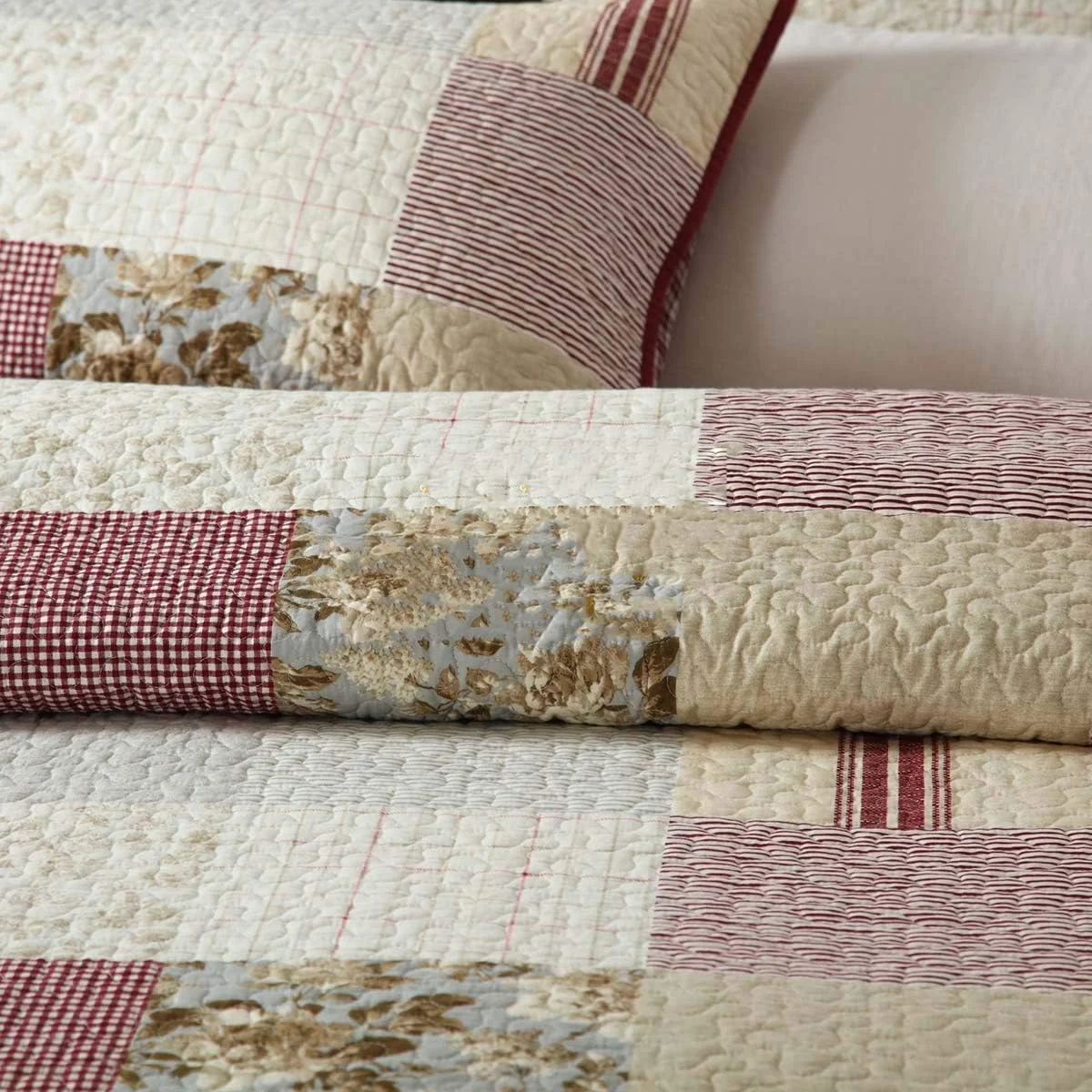 روتختی طرح تکه دوزی شده دو رو، سایز دو نفره 230 در 250 سانتی متر به همراه 2 روبالشتی، روتختی تزئینی، 230 در 250 سانتی متر