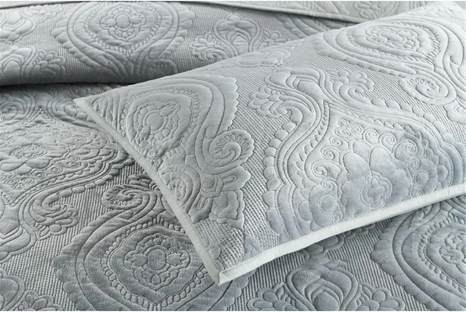 3-Piece Reversible King Bedspread Set Cotton Grey Coverlet s All Season Lightweight Bedspread Quilt Bedding Set for Women Men 234x270cm