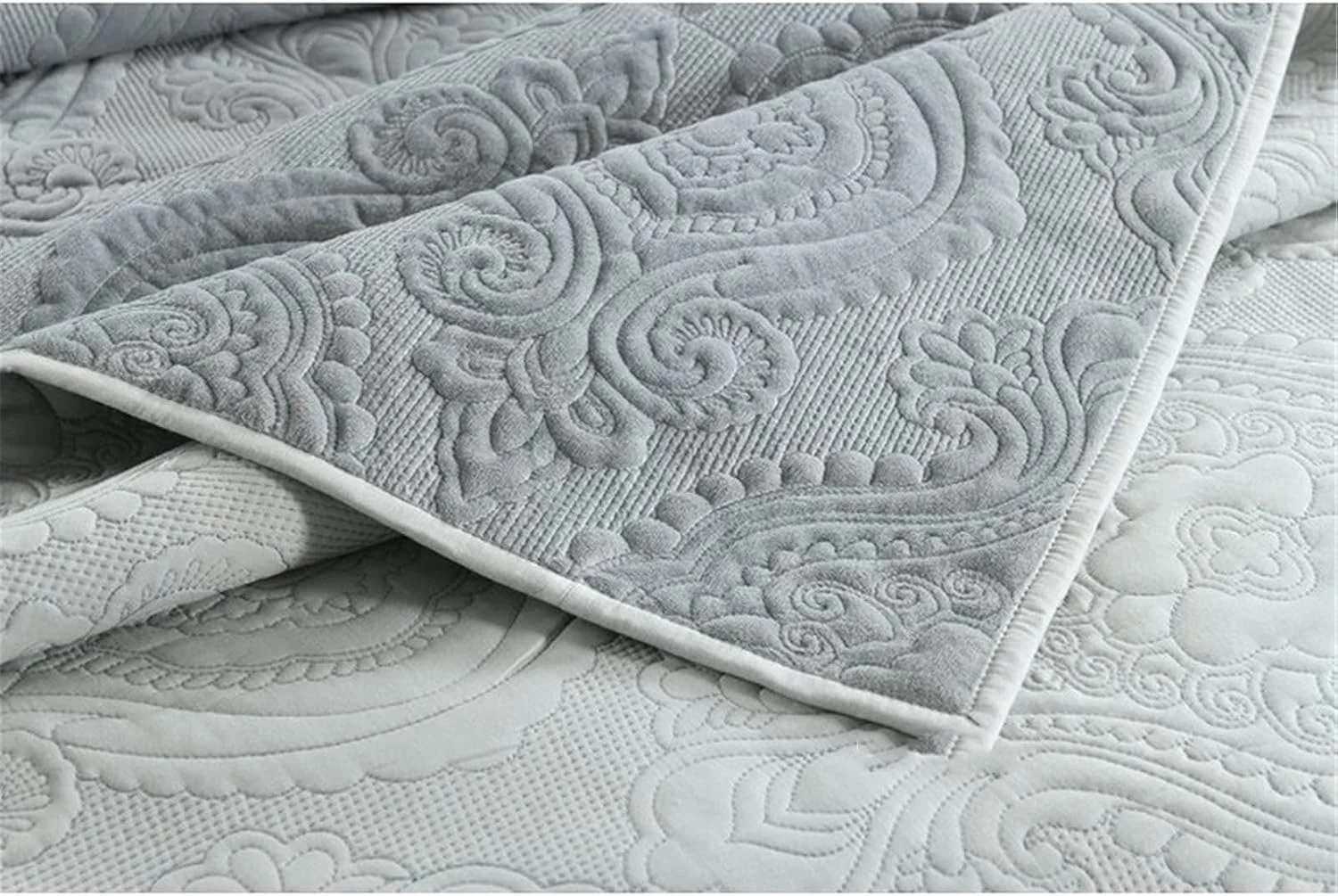 3-Piece Reversible King Bedspread Set Cotton Grey Coverlet s All Season Lightweight Bedspread Quilt Bedding Set for Women Men 234x270cm
