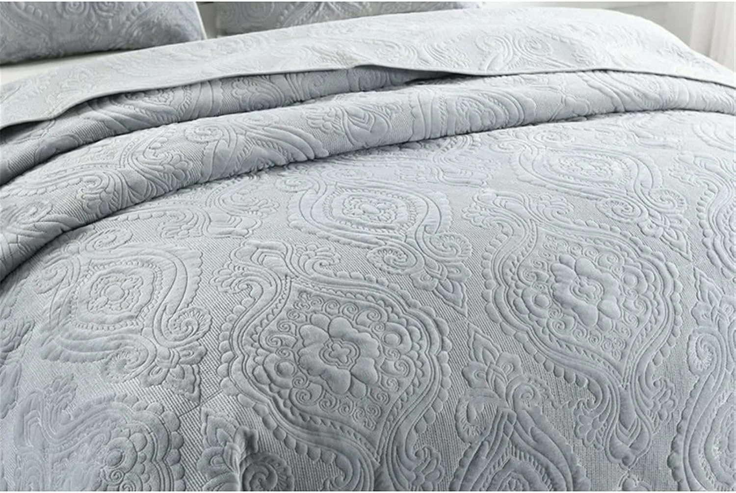 3-Piece Reversible King Bedspread Set Cotton Grey Coverlet s All Season Lightweight Bedspread Quilt Bedding Set for Women Men 234x270cm