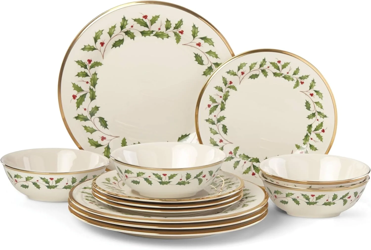 Lenox 893172 Holiday 12-Piece Plate and Bowl Set, Christmas Dinnerware, Hosting Lenox 893172 Holiday 12-Piece Plate and Bowl Set, Christmas Dinnerware, Hosting