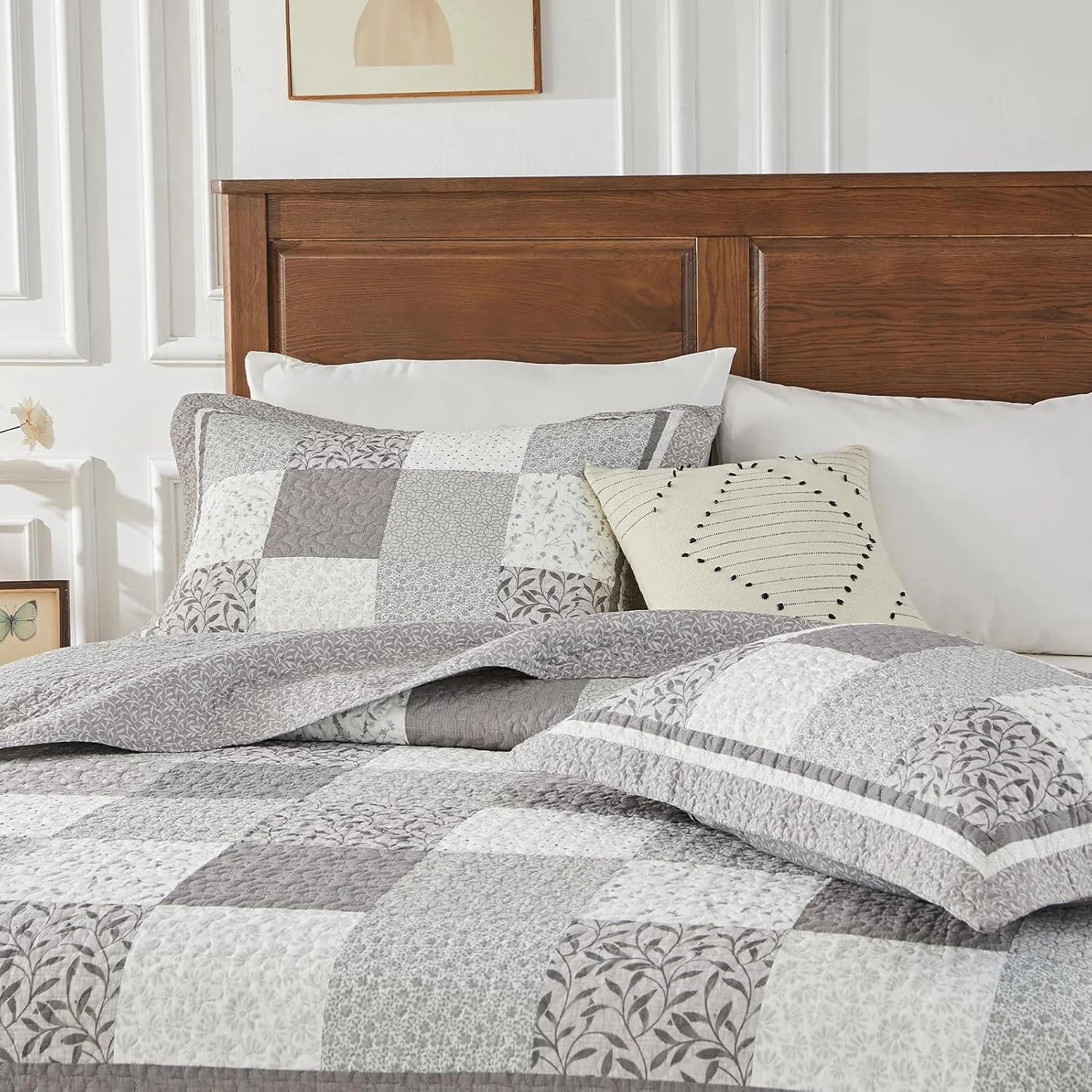 لحاف بزرگ کینگ سایز SahSahCasa، پنبه 100%، 3 تکه، 305x305 سانتی متر، رو تختی فوق العاده بزرگ و سبک، خاکستری لحاف بزرگ کینگ سایز SahSahCasa، پنبه 100%، 3 تکه، 305x305 سانتی متر، رو تختی فوق العاده بزرگ و سبک، خاکستری