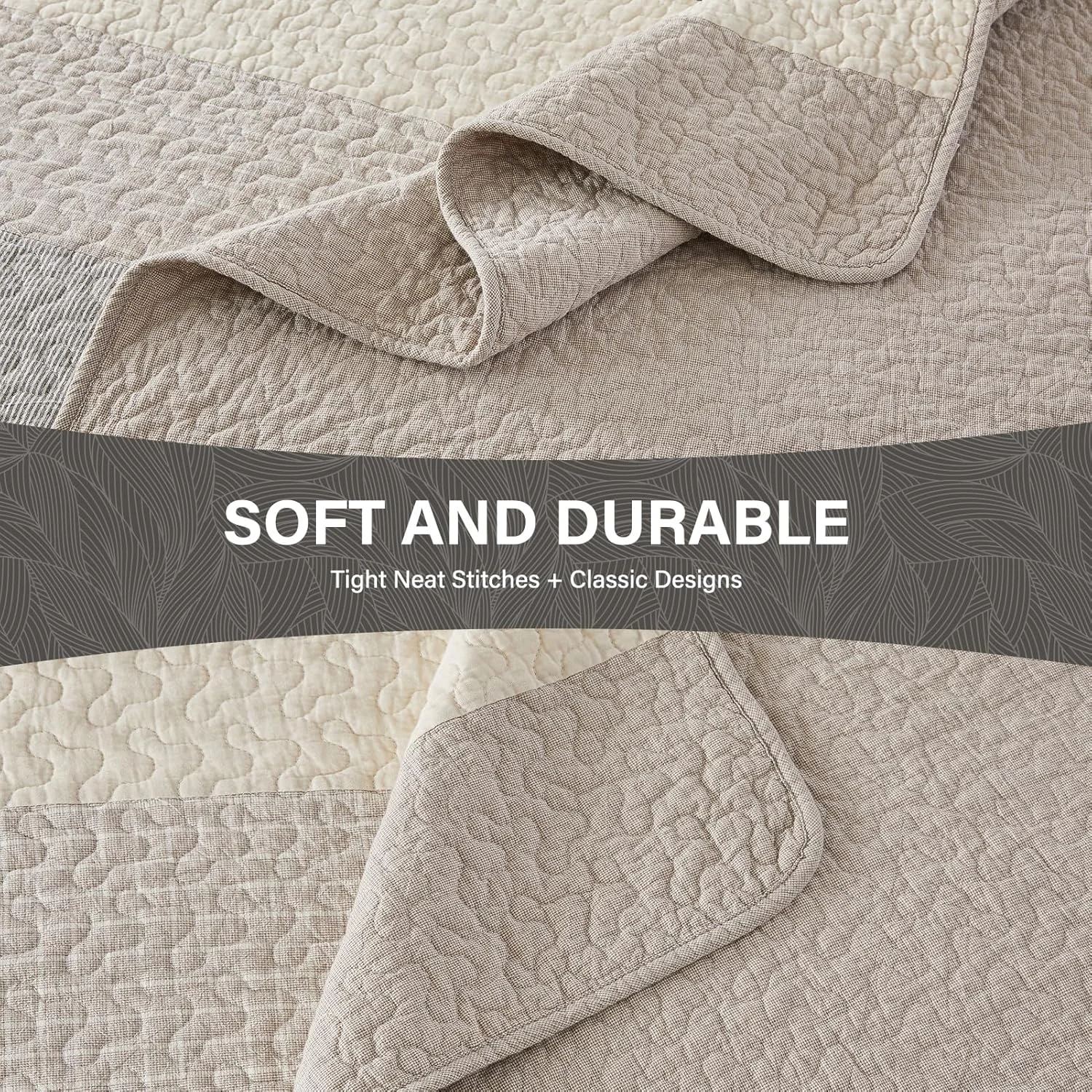 لحاف پنبه ای 100% SahSahCasa سایز بزرگ 304x259 سانتی متر، روانداز فوق العاده بزرگ و عریض، لحاف سبک وزن، لحاف راه راه، 3 تکه، خاکستری لحاف پنبه ای 100% SahSahCasa سایز بزرگ 304x259 سانتی متر، روانداز فوق العاده بزرگ و عریض، لحاف سبک وزن، لحاف راه راه، 3 تکه، خاکستری