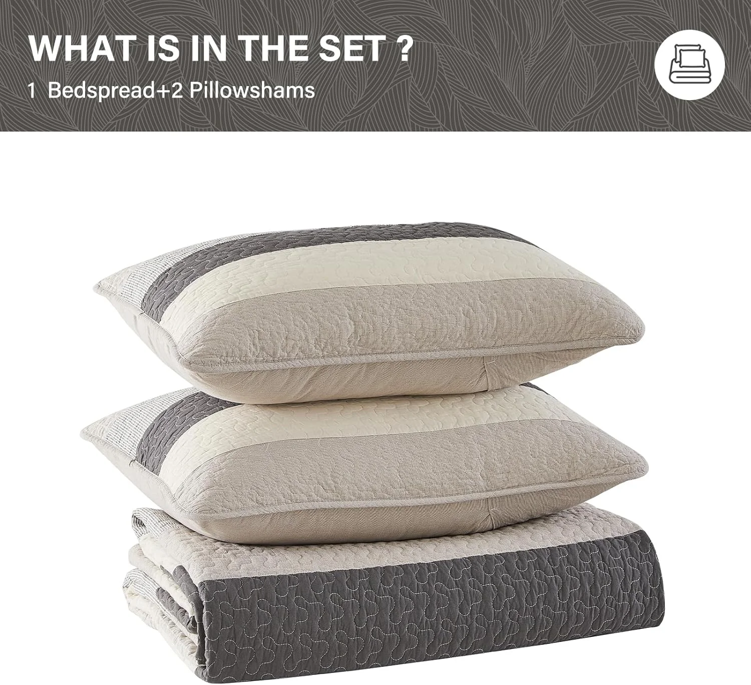 لحاف پنبه ای 100% SahSahCasa سایز بزرگ 304x259 سانتی متر، روانداز فوق العاده بزرگ و عریض، لحاف سبک وزن، لحاف راه راه، 3 تکه، خاکستری لحاف پنبه ای 100% SahSahCasa سایز بزرگ 304x259 سانتی متر، روانداز فوق العاده بزرگ و عریض، لحاف سبک وزن، لحاف راه راه، 3 تکه، خاکستری