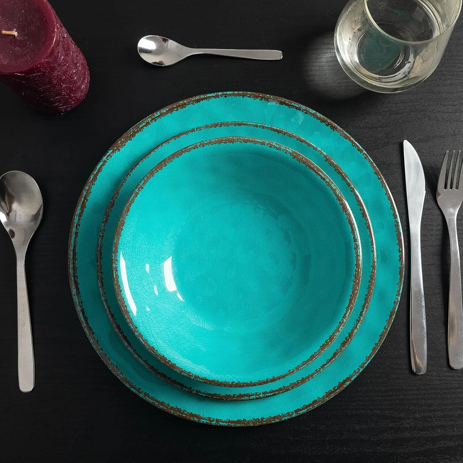 ست ظروف غذاخوری 12 پارچه ملامینه روستیک LEHAHA، ست ظروف پلاستیکی برای 4 نفر، ست بشقاب و کاسه مقاوم در برابر شکستگی، مناسب استفاده در فضای باز و مهمانی، رنگ فیروزه ای ست ظروف غذاخوری 12 پارچه ملامینه روستیک LEHAHA، ست ظروف پلاستیکی برای 4 نفر، ست بشقاب و کاسه مقاوم در برابر شکستگی، مناسب استفاده در فضای باز و مهمانی، رنگ فیروزه ای