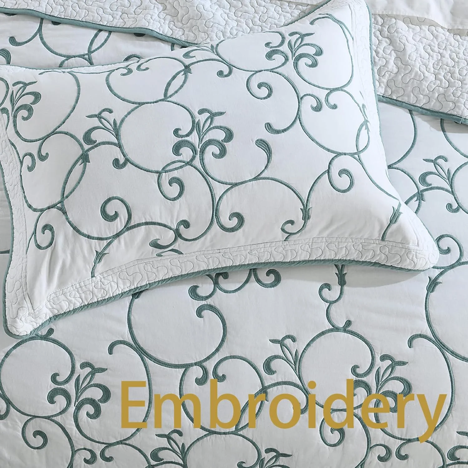 SahSahCasa 100% Cotton 120"x102" Oversized Bedspread Coverlet Quilt Set Queen Size, Queen Quilted Bedspread Extra Large Quilt, Embroidery XL Bed Spread Lightweight Comforter, Blue/White SahSahCasa 100% Cotton 120"x102" Oversized Bedspread Coverlet Quilt Set Queen Size, Queen Quilted Bedspread Extra Large Quilt, Embroidery XL Bed Spread Lightweight Comforter, Blue/White