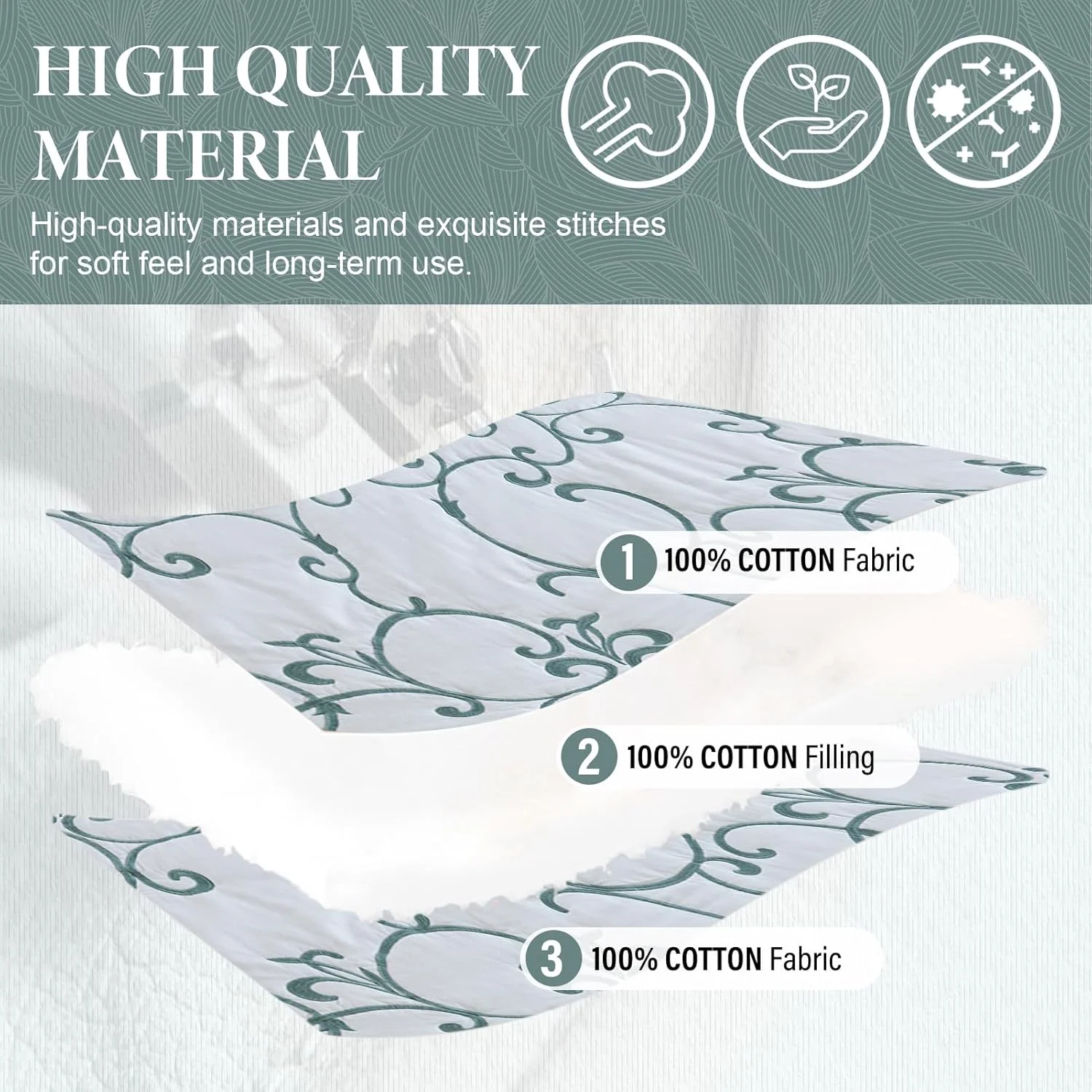 SahSahCasa 100% Cotton 120"x102" Oversized Bedspread Coverlet Quilt Set Queen Size, Queen Quilted Bedspread Extra Large Quilt, Embroidery XL Bed Spread Lightweight Comforter, Blue/White SahSahCasa 100% Cotton 120"x102" Oversized Bedspread Coverlet Quilt Set Queen Size, Queen Quilted Bedspread Extra Large Quilt, Embroidery XL Bed Spread Lightweight Comforter, Blue/White