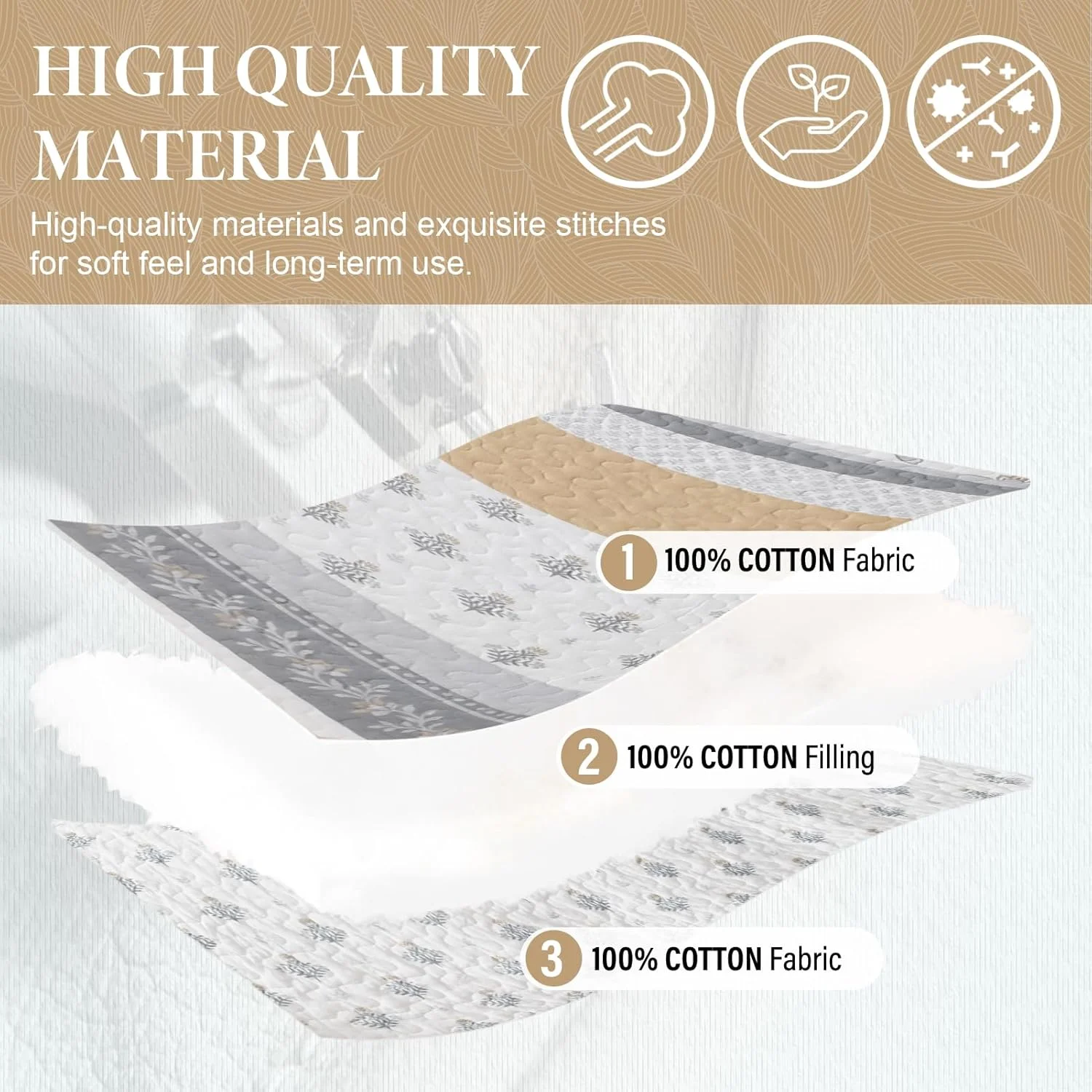 روتختی بزرگ پنبهای 100% ساه ساه کاسا، سایز 305x305 سانتیمتر مناسب کالیفرنیا کینگ، لحاف سبک وزن، طرح گلدار، 3 تکه، زرد/خاکستری روتختی بزرگ پنبهای 100% ساه ساه کاسا، سایز 305x305 سانتیمتر مناسب کالیفرنیا کینگ، لحاف سبک وزن، طرح گلدار، 3 تکه، زرد/خاکستری