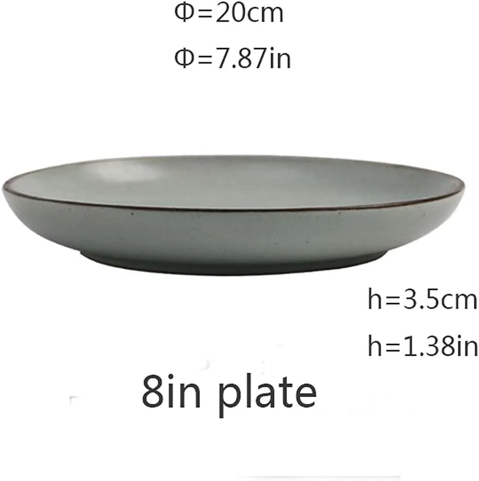 ست ظروف غذاخوری آشپزخانه بشقاب شام سرامیکی رترو بشقاب پاستا رنگ خالص بشقاب سرو دسر بشقاب ضخیم برای استفاده خانوادگی بشقاب های مناسب مایکروویو / 4 عددی