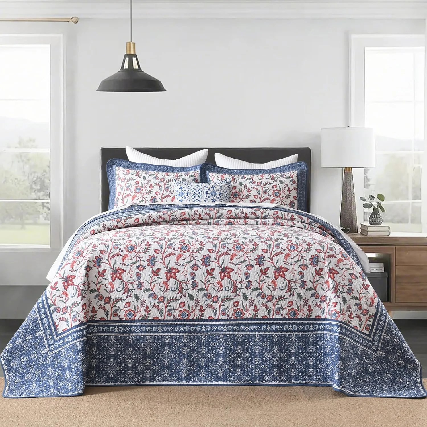 روتختی لحافی بزرگ سایز SahSahCasa، پنبه 100%، ابعاد 325×305 سانتی متر، سرمه ای