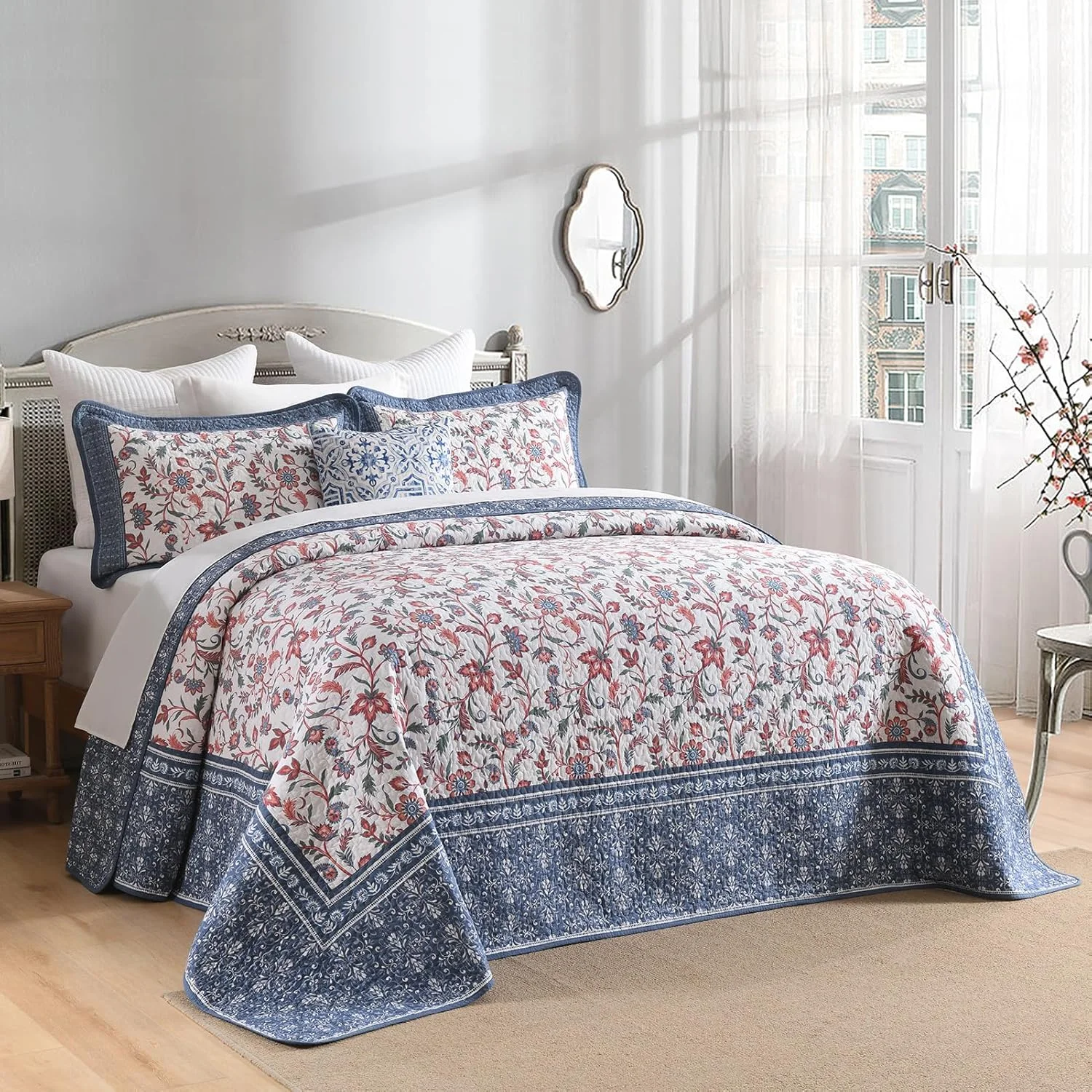 روتختی لحافی بزرگ سایز SahSahCasa، پنبه 100%، ابعاد 325×305 سانتی متر، سرمه ای روتختی لحافی بزرگ سایز SahSahCasa، پنبه 100%، ابعاد 325×305 سانتی متر، سرمه ای