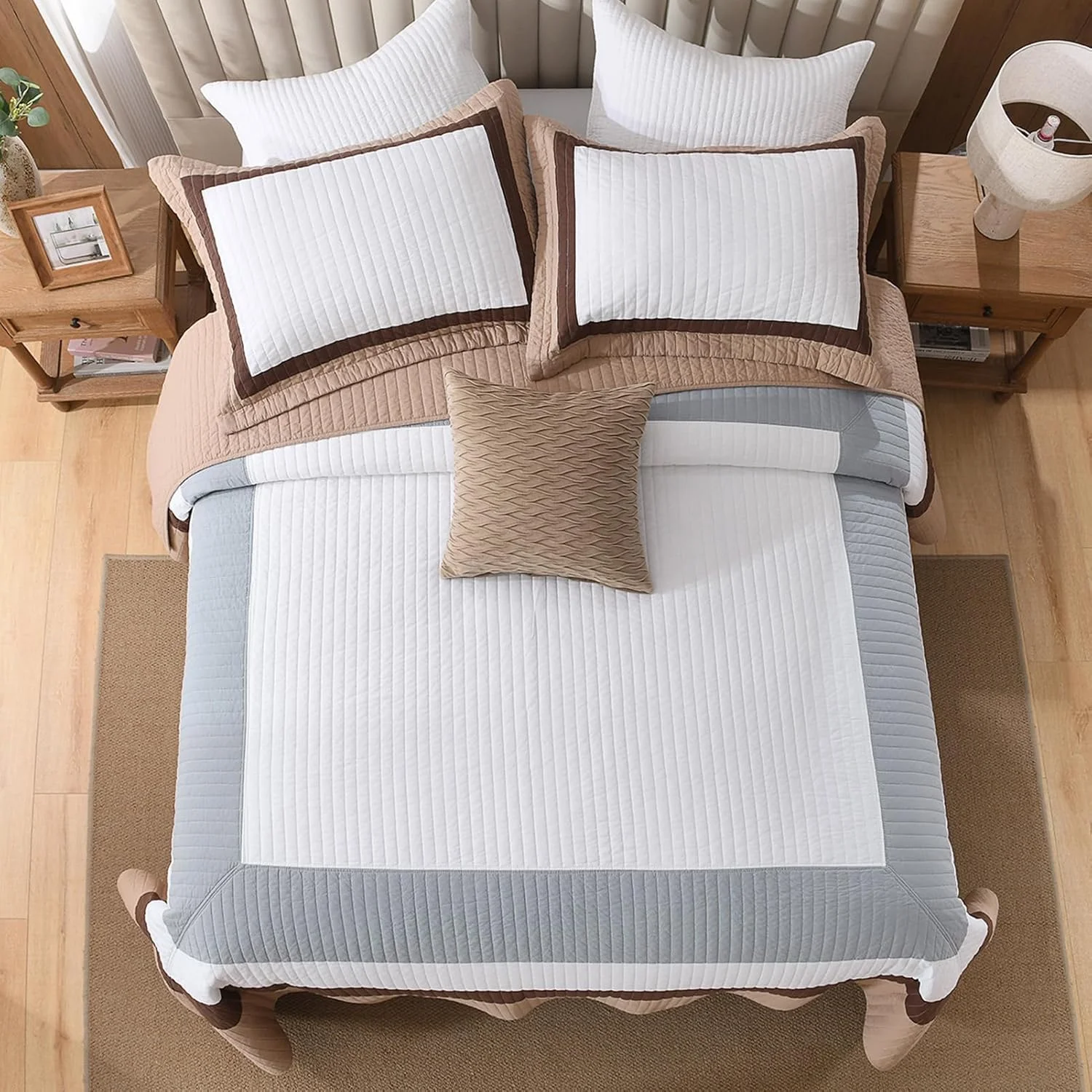 روتختی لحافی بزرگ سایز 305x305 سانتی متر SahSahCasa، 100% پنبه، قهوه ای روتختی لحافی بزرگ سایز 305x305 سانتی متر SahSahCasa، 100% پنبه، قهوه ای