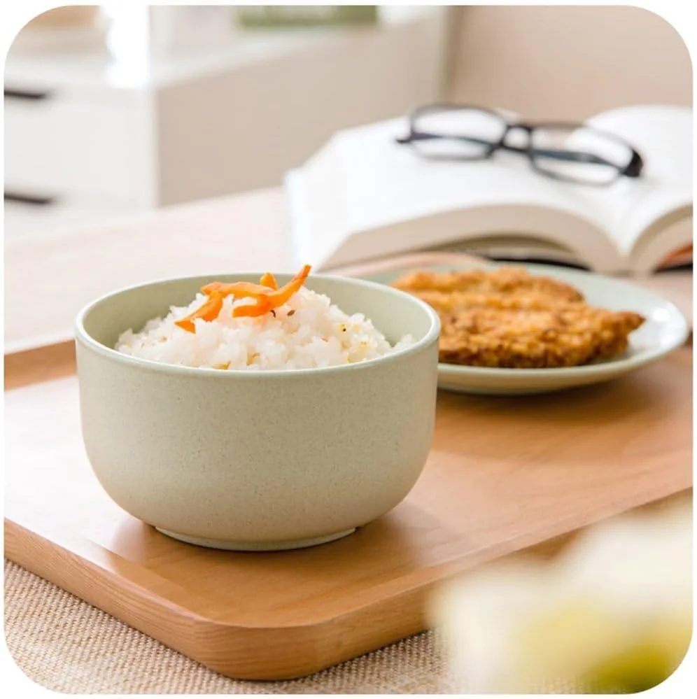 کاسه غلات Joyzzz، ست 4 عددی کاسه بشقاب نشکن زیست تخریب پذیر سازگار با محیط زیست، ظروف آشپزخانه سالم با مواد کاه گندم، ظروف کاه گندم برای مدرسه، رستوران، خانه