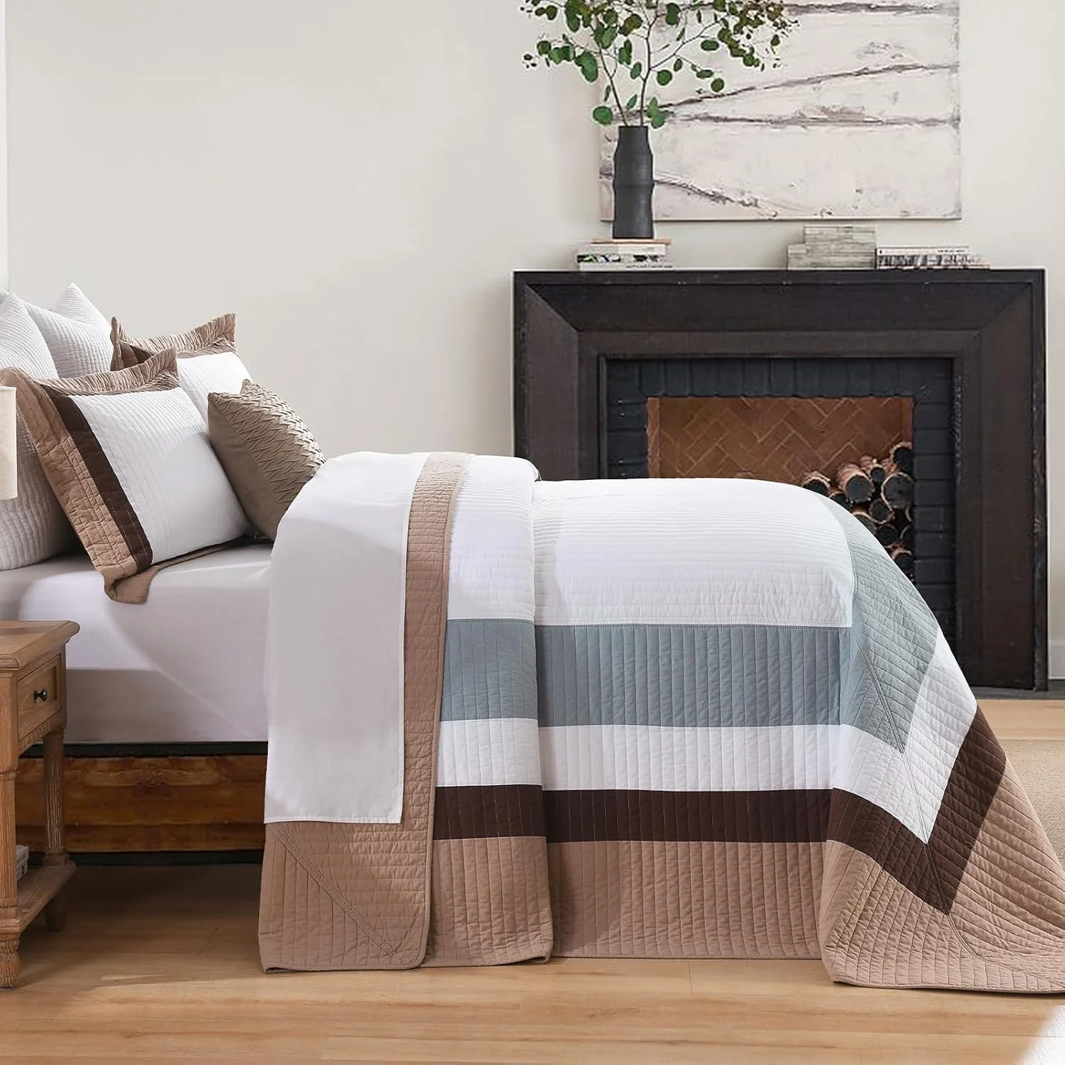 روتختی لحافی بزرگ سایز 305x305 سانتی متر SahSahCasa، 100% پنبه، قهوه ای روتختی لحافی بزرگ سایز 305x305 سانتی متر SahSahCasa، 100% پنبه، قهوه ای