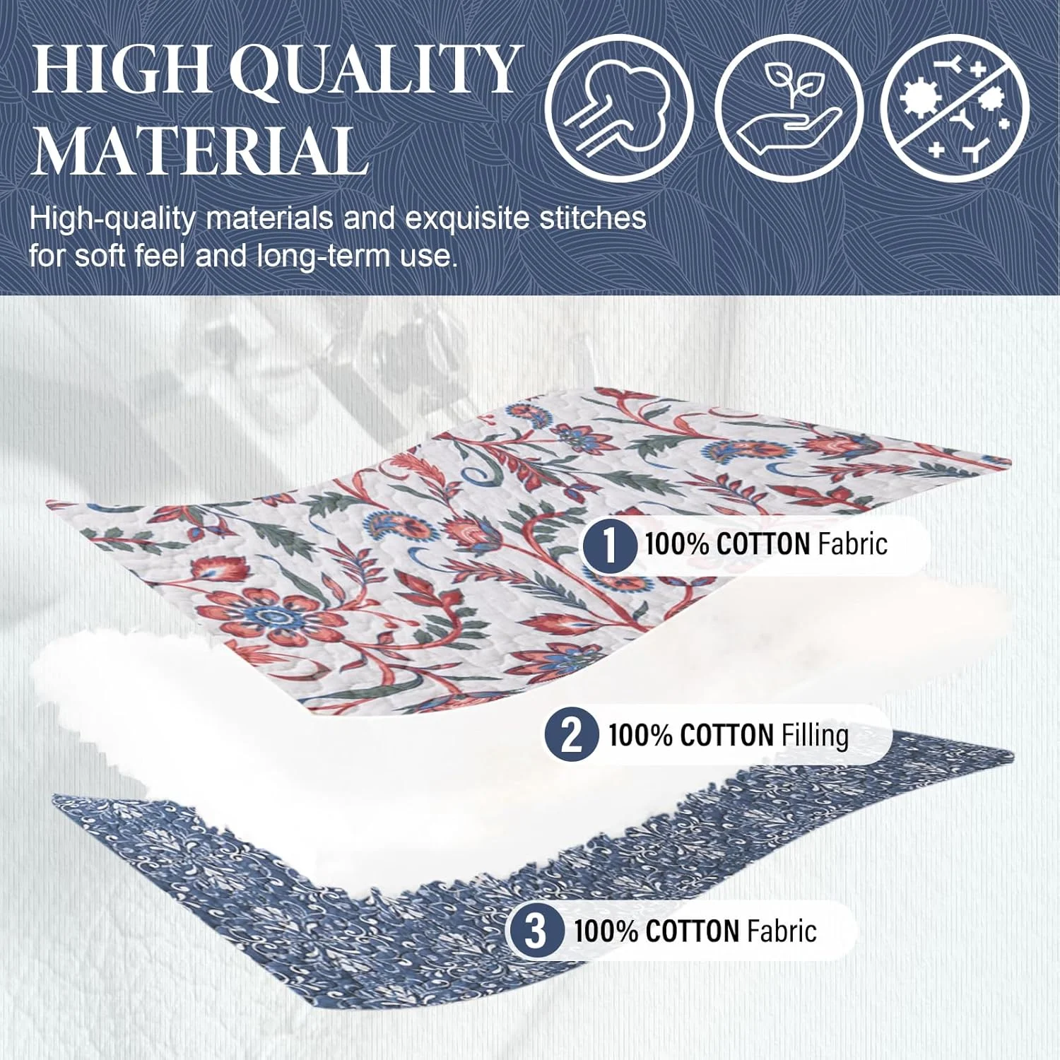 روتختی لحافی بزرگ سایز SahSahCasa، پنبه 100%، ابعاد 325×305 سانتی متر، سرمه ای روتختی لحافی بزرگ سایز SahSahCasa، پنبه 100%، ابعاد 325×305 سانتی متر، سرمه ای