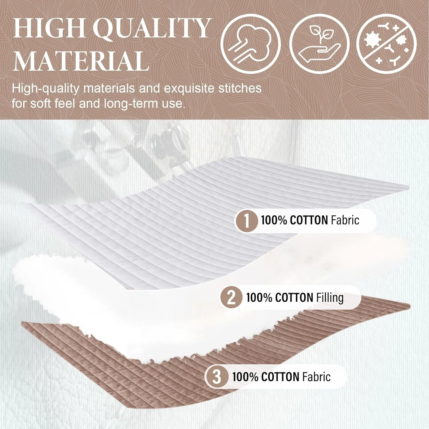 روتختی لحافی بزرگ سایز 305x305 سانتی متر SahSahCasa، 100% پنبه، قهوه ای روتختی لحافی بزرگ سایز 305x305 سانتی متر SahSahCasa، 100% پنبه، قهوه ای