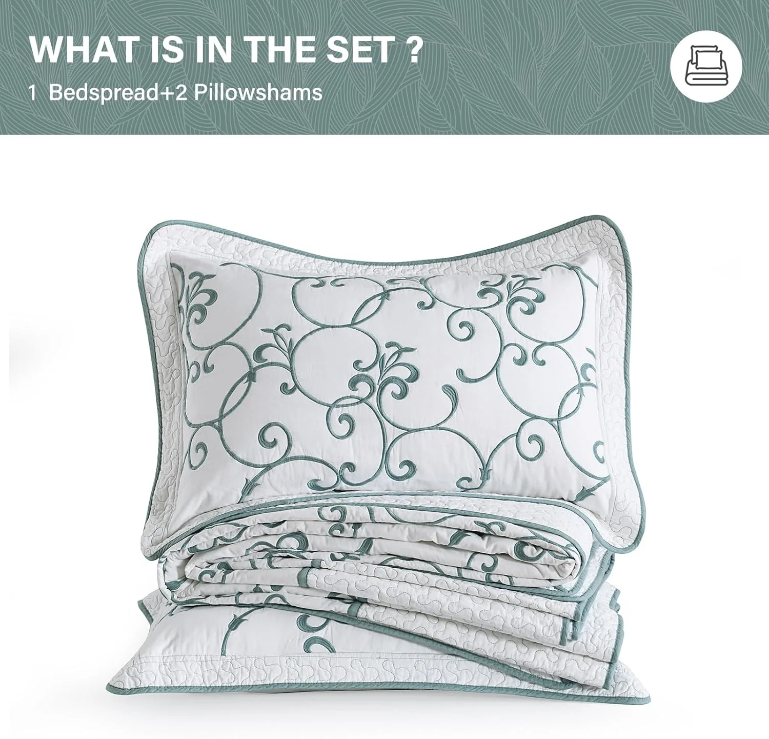 ست روتختی لحافی کالیفرنیا کینگ XL پنبه ای 100% SahSahCasa، سایز بزرگ 305x305 سانتی متر، لحاف بزرگ، روتختی گلدوزی شده، لحاف سبک وزن، آبی/سفید