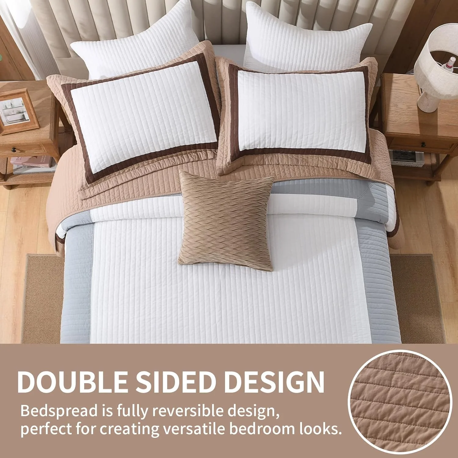 روتختی لحافی بزرگ سایز 305x305 سانتی متر SahSahCasa، 100% پنبه، قهوه ای روتختی لحافی بزرگ سایز 305x305 سانتی متر SahSahCasa، 100% پنبه، قهوه ای