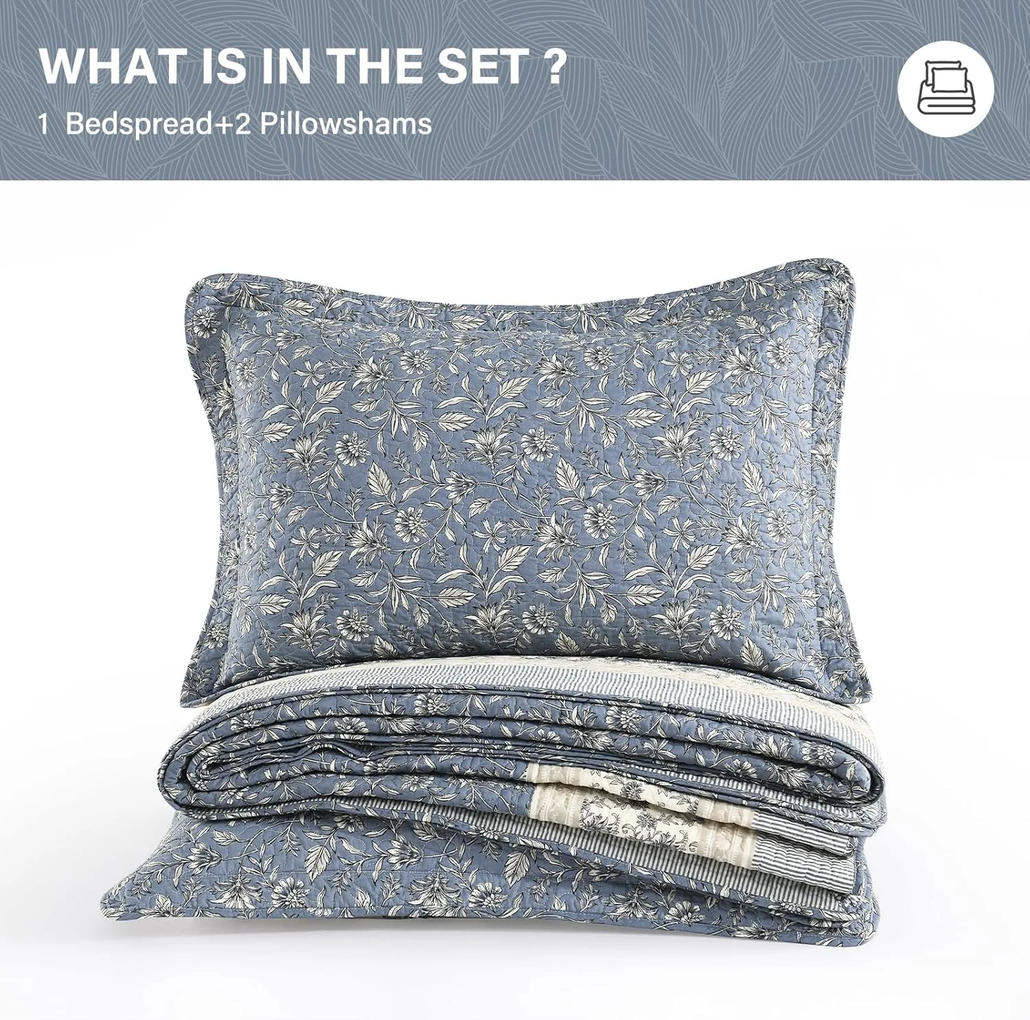 ست روتختی لحافی بزرگ سایز SahSahCasa، 100% پنبه، 325×305 سانتی متر، خاکستری/بژ/آبی