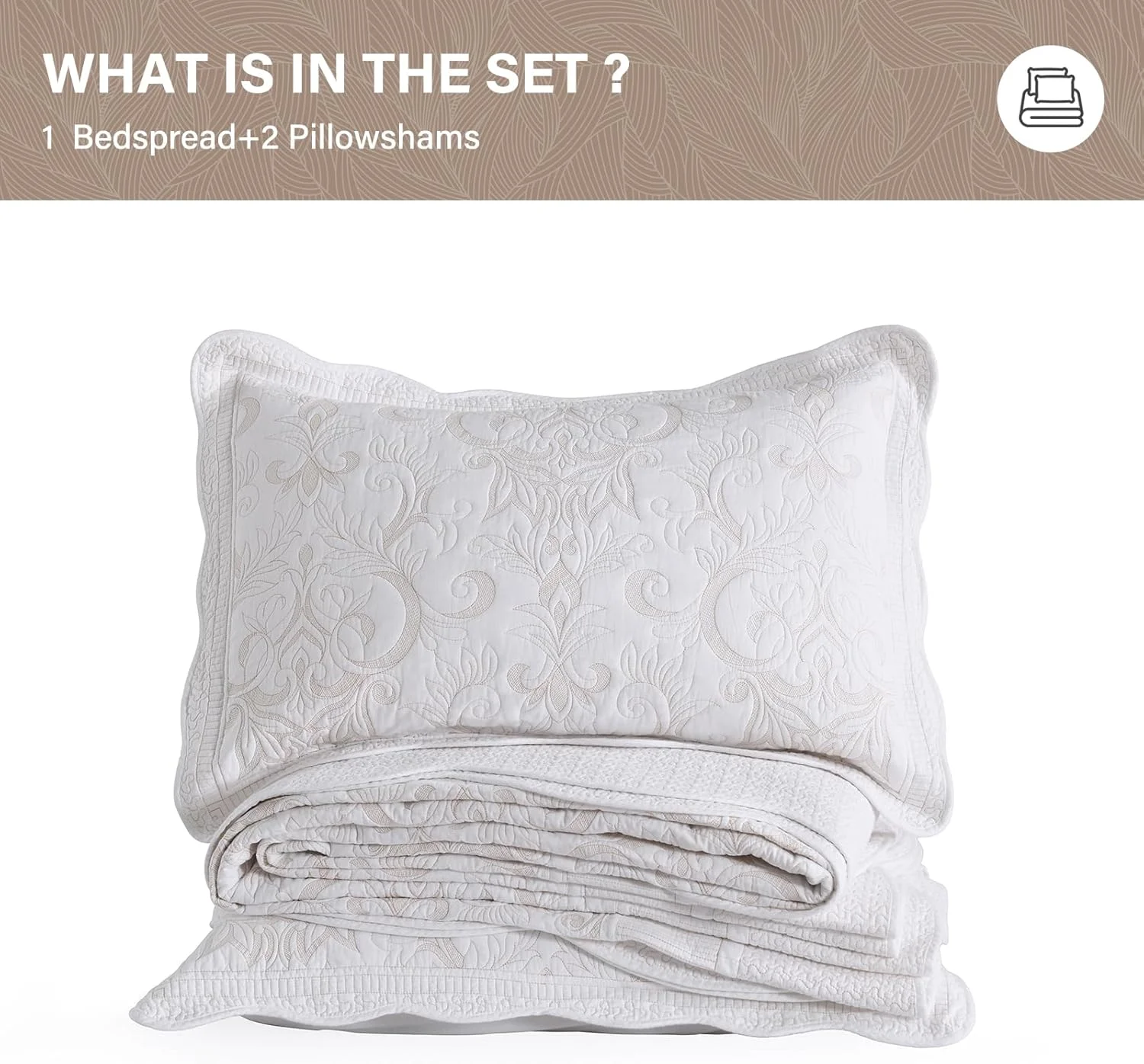 روتختی پنبه‌ای 100% SahSahCasa سایز 325x305 سانتی‌متر، مناسب تخت کالیفرنیا کینگ بزرگ، ست رو تختی لحافی، لحاف بزرگ کالیفرنیا کینگ، ست روتختی گلدوزی شده، لحاف سبک