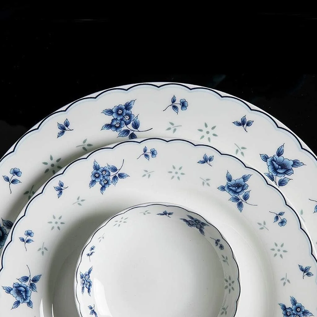 ست ظروف شام خوری سرامیکی لوکس، 48 تکه، ست ظروف غذاخوری چینی آبی و سفید / ست ظروف برای هدیه عروسی و دورهمی خانوادگی ست ظروف شام خوری سرامیکی لوکس، 48 تکه، ست ظروف غذاخوری چینی آبی و سفید / ست ظروف برای هدیه عروسی و دورهمی خانوادگی