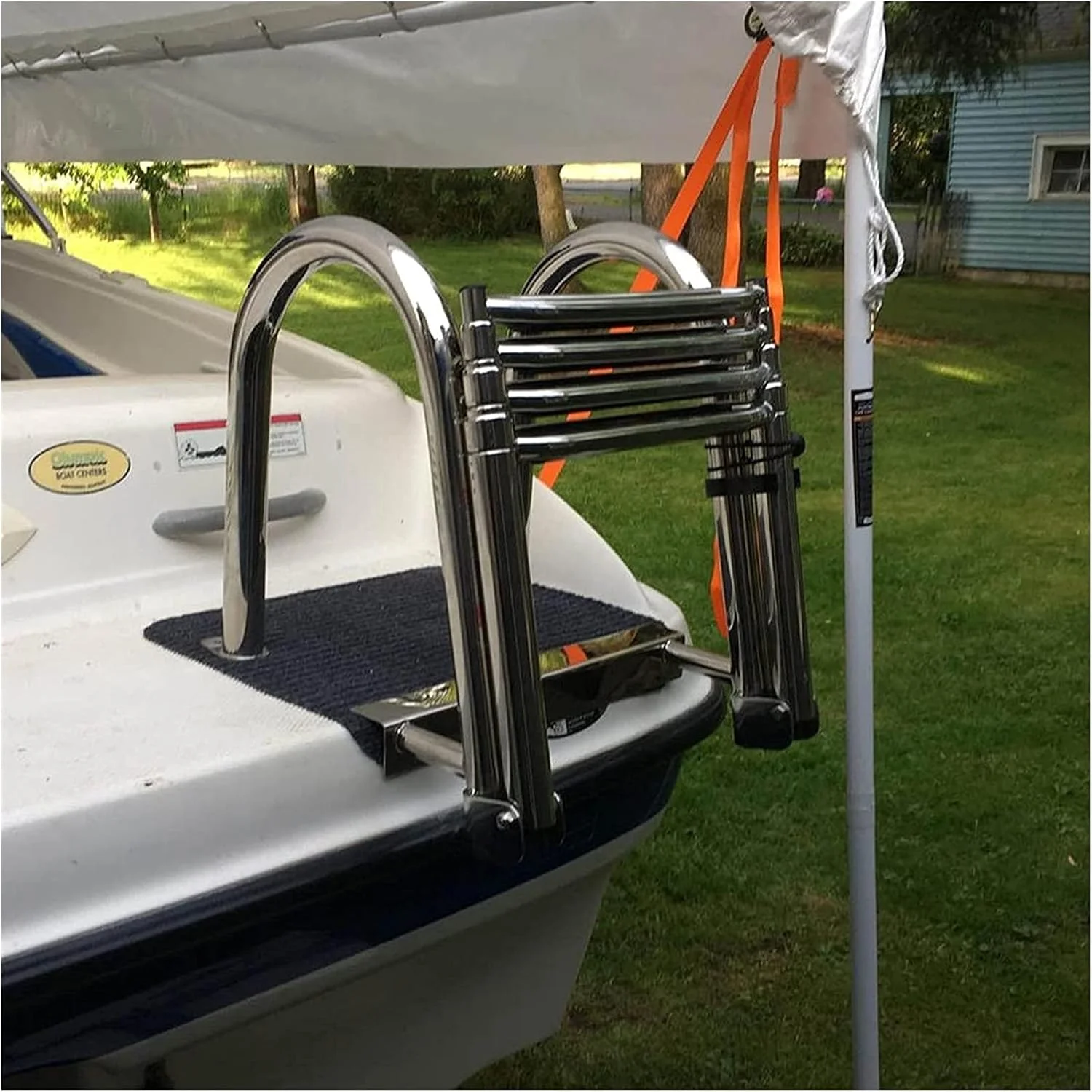 نردبان تلسکوپی 4 پله برای استخر/قایق، نردبان های تاشو دریایی پونتون با دستگیره و پدال پهن، نردبان غواصی ورزشی