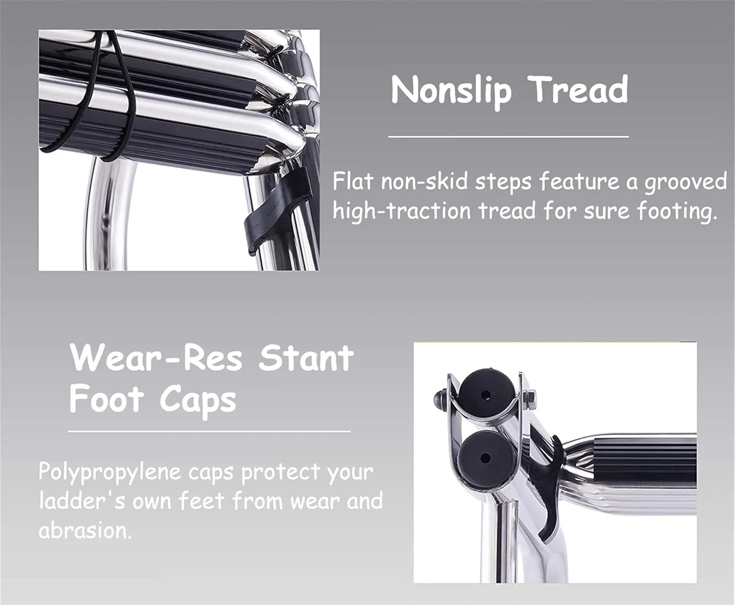 نردبان تلسکوپی 4 پله برای استخر/قایق، نردبان های تاشو دریایی پونتون با دستگیره و پدال پهن، نردبان غواصی ورزشی