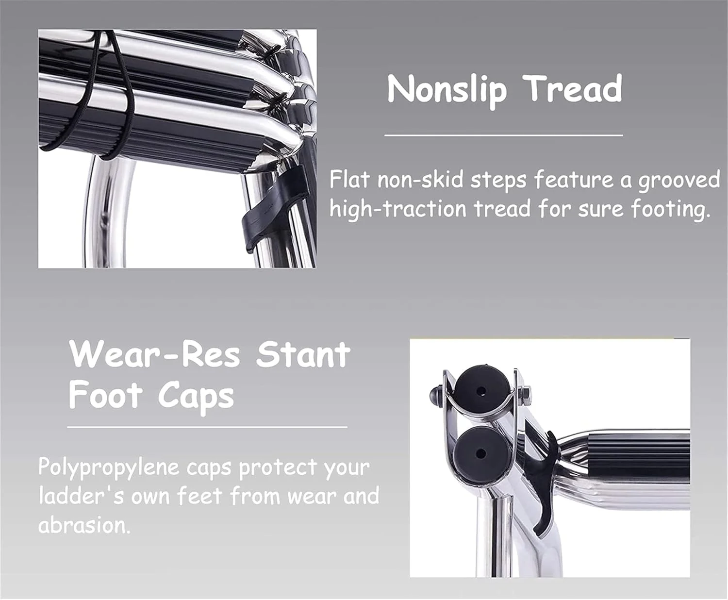 نردبان تلسکوپی استخر 4 پله تاشو، نردبان های قایق دریایی پانتون برای ورود از عقب با دستگیره و پدال پهن، تحمل وزن 150 کیلوگرم نردبان تلسکوپی استخر 4 پله تاشو، نردبان های قایق دریایی پانتون برای ورود از عقب با دستگیره و پدال پهن، تحمل وزن 150 کیلوگرم