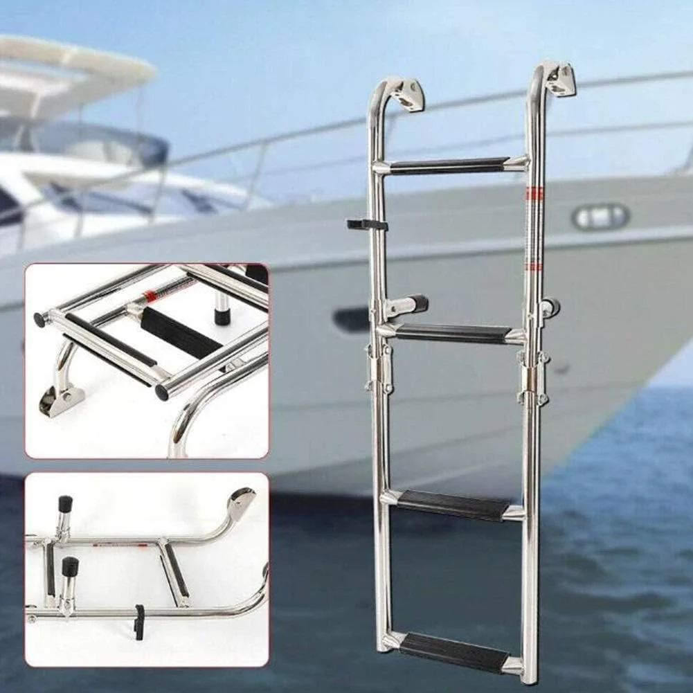 نردبان قایقی 4 پله تلسکوپی، نردبان استیل ضد زنگ با پدال ضد لغزش، نردبان تاشو برای قایق تفریحی دریایی/استخر شنا، ظرفیت 250 کیلوگرم نردبان قایقی 4 پله تلسکوپی، نردبان استیل ضد زنگ با پدال ضد لغزش، نردبان تاشو برای قایق تفریحی دریایی/استخر شنا، ظرفیت 250 کیلوگرم