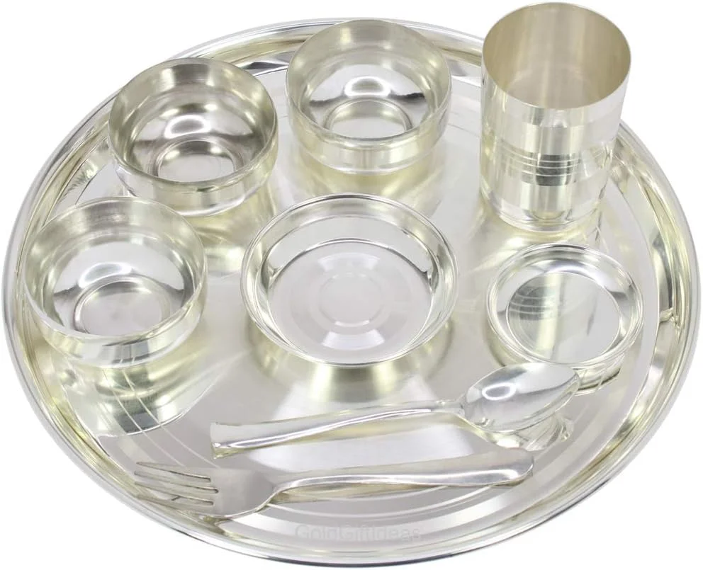 سرویس غذاخوری کاتا آبکاری نقره ای GoldGiftIdeas، 12 اینچی، مناسب منزل، ست کامل ظروف غذاخوری برای آشپزخانه و هدیه