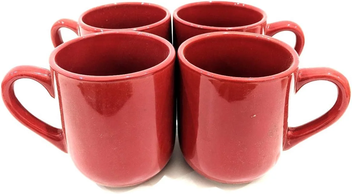 سرویس غذاخوری سرامیکی ساده گلدایج قرمز رنگ ۱۶ پارچه