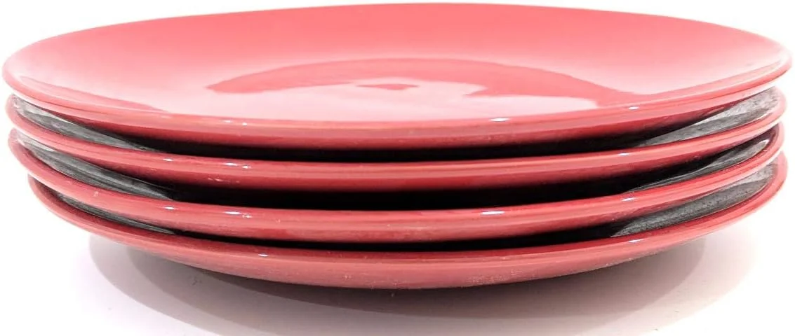 سرویس غذاخوری سرامیکی ساده گلدایج قرمز رنگ ۱۶ پارچه