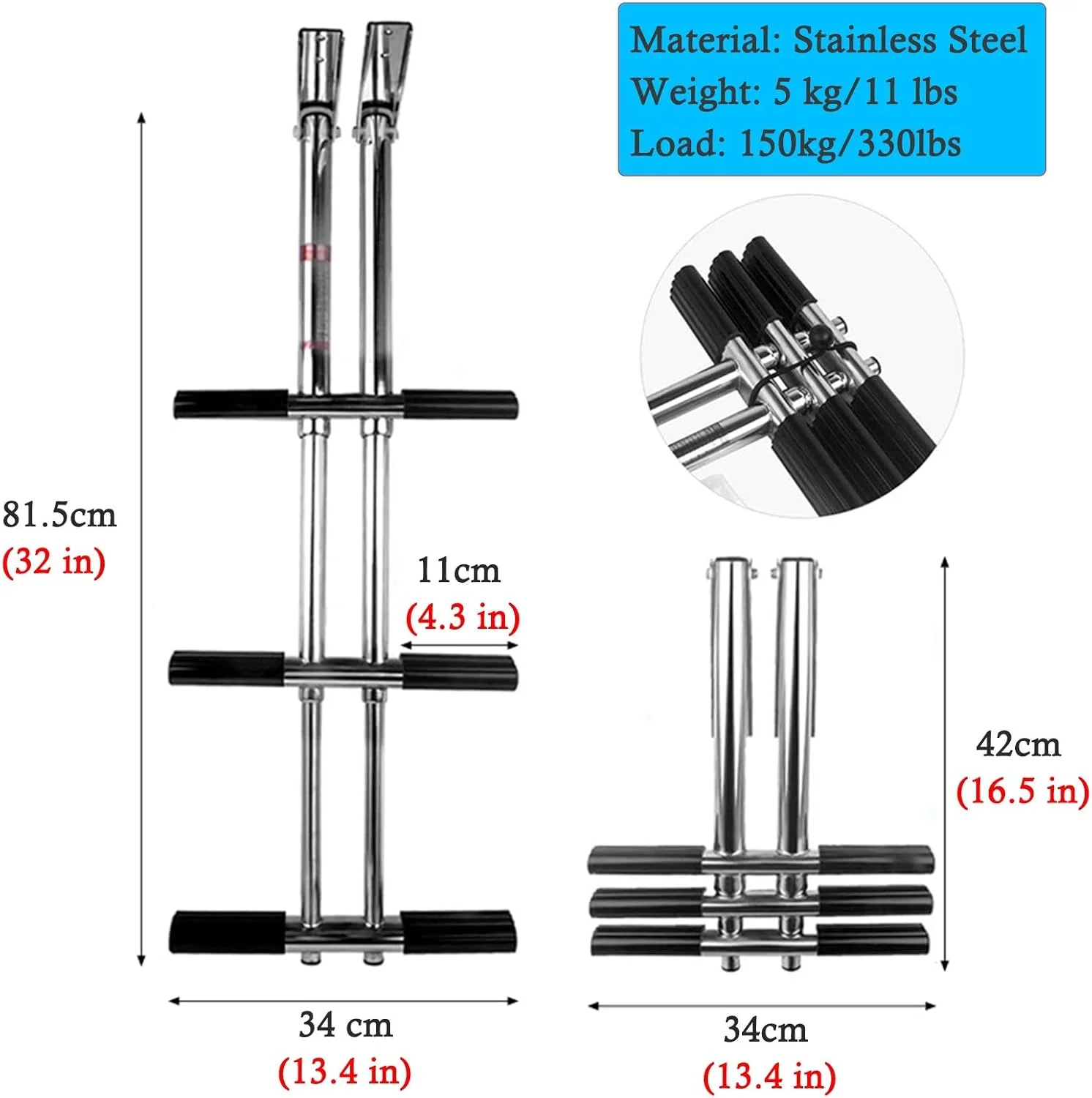 نردبان تاشو 3 پله قایق پانتون دریایی، نردبان تلسکوپی استیل ضد زنگ برای استخر، اسکله و سکوی شنا، تحمل وزن 150 کیلوگرم نردبان تاشو 3 پله قایق پانتون دریایی، نردبان تلسکوپی استیل ضد زنگ برای استخر، اسکله و سکوی شنا، تحمل وزن 150 کیلوگرم