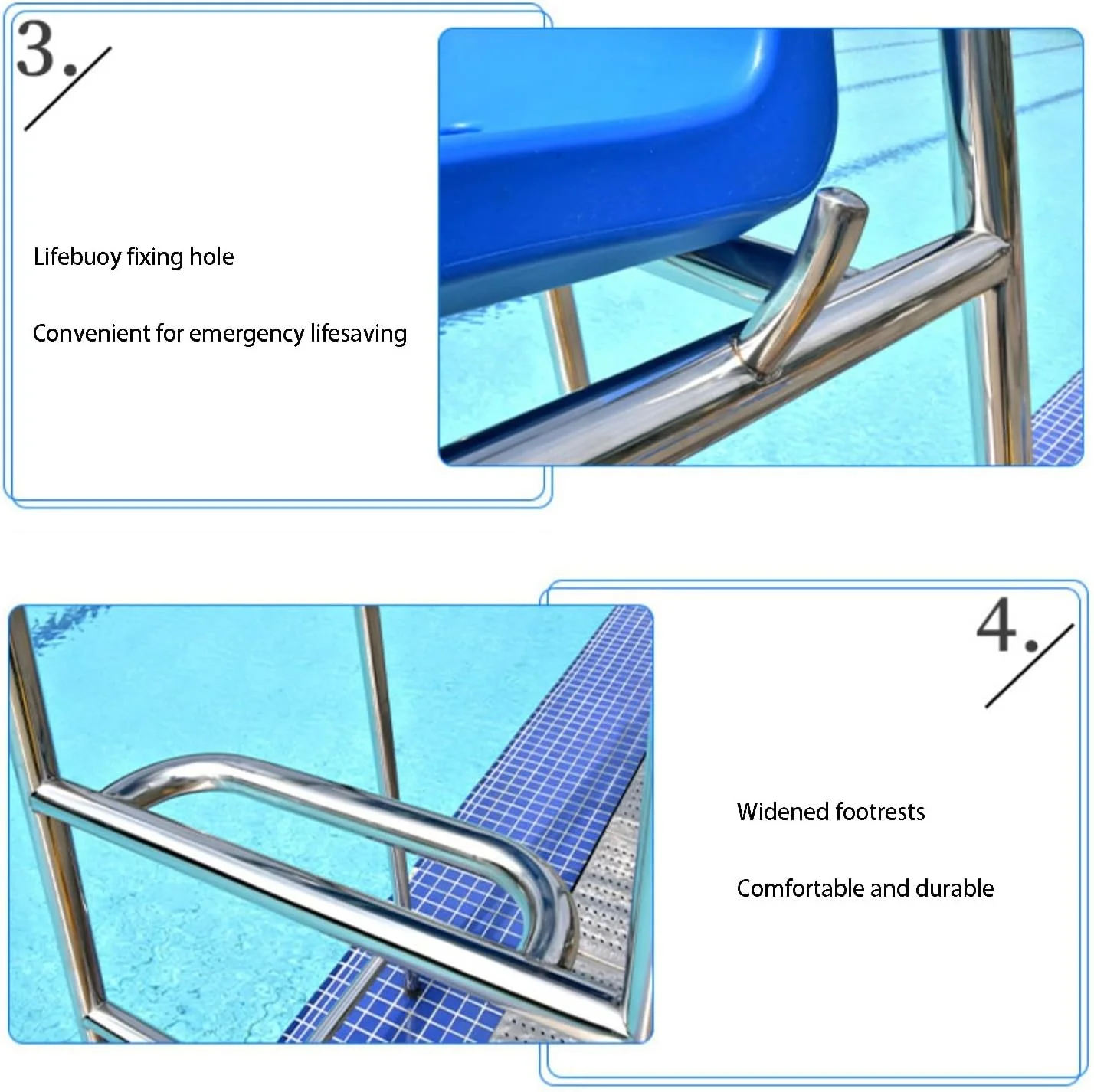 صندلی نجات غریق استخر فولاد ضد زنگ 304، سکوی دیدبانی نجات غریق، صندلی داوری، تجهیزات (ارتفاع 190 سانتی متر) صندلی نجات غریق استخر فولاد ضد زنگ 304، سکوی دیدبانی نجات غریق، صندلی داوری، تجهیزات (ارتفاع 190 سانتی متر)