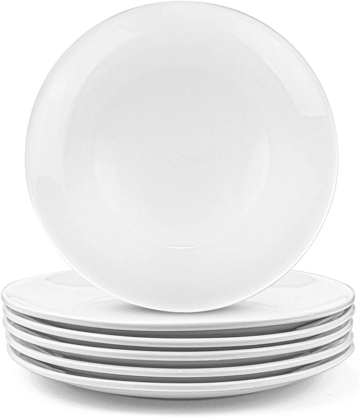 فورینیم، 6 عدد بشقاب غذاخوری چینی، تقریبا 10 اینچ، بشقاب سالاد گرد، ظروف سفید، بشقاب پذیرایی