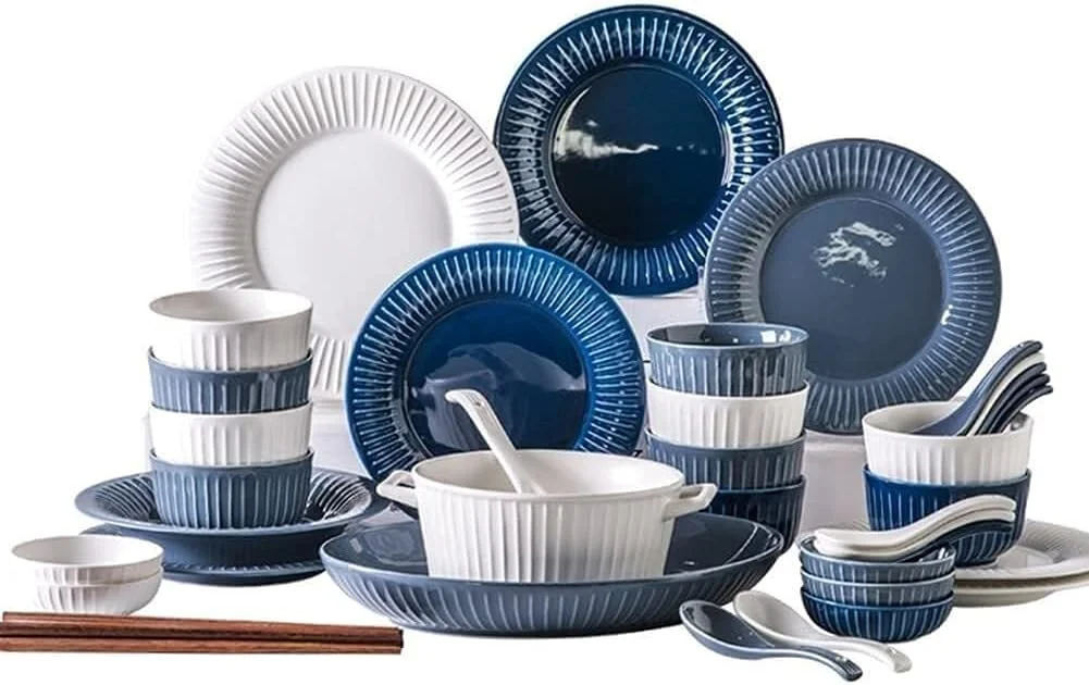 سرویس ظروف غذاخوری به سبک اروپایی برای 5 نفر، 20 تکه ظروف چینی رنگارنگ، سرویس ظروف لوکس مدرن، هدیه شام