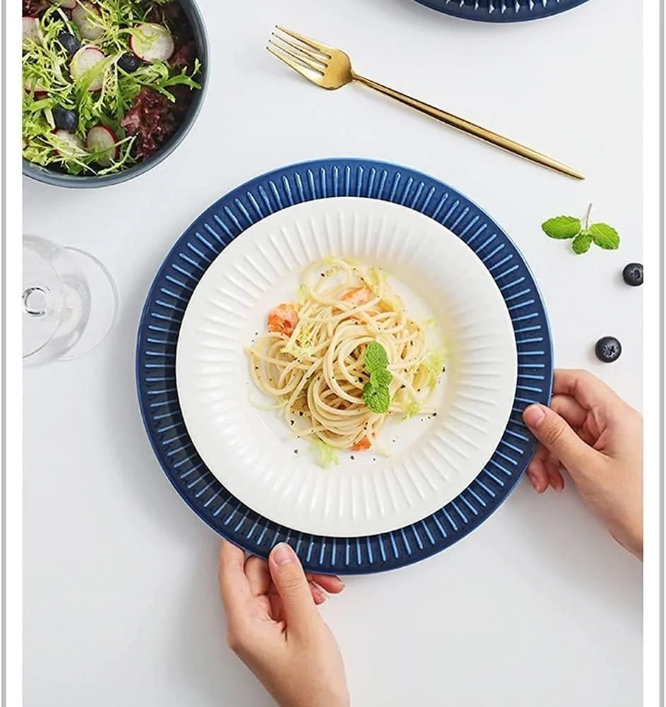 سرویس ظروف غذاخوری به سبک اروپایی برای 5 نفر، 20 تکه ظروف چینی رنگارنگ، سرویس ظروف لوکس مدرن، هدیه شام