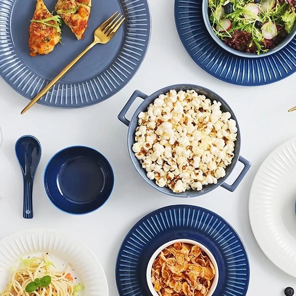 سرویس ظروف غذاخوری به سبک اروپایی برای 5 نفر، 20 تکه ظروف چینی رنگارنگ، سرویس ظروف لوکس مدرن، هدیه شام