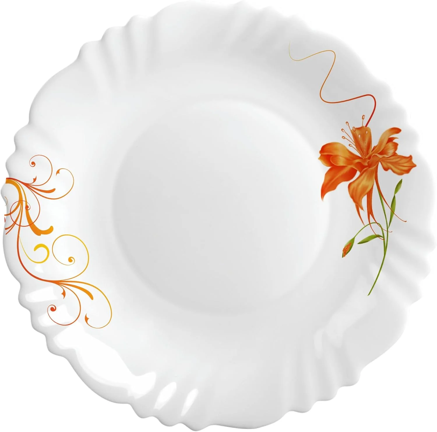 بشقاب ربع خوری اپال امپریال استر، درجه یک، 19 سانتی متر، ظرف غذاخوری برای سرو آشپزخانه، طرح گل نارنجی