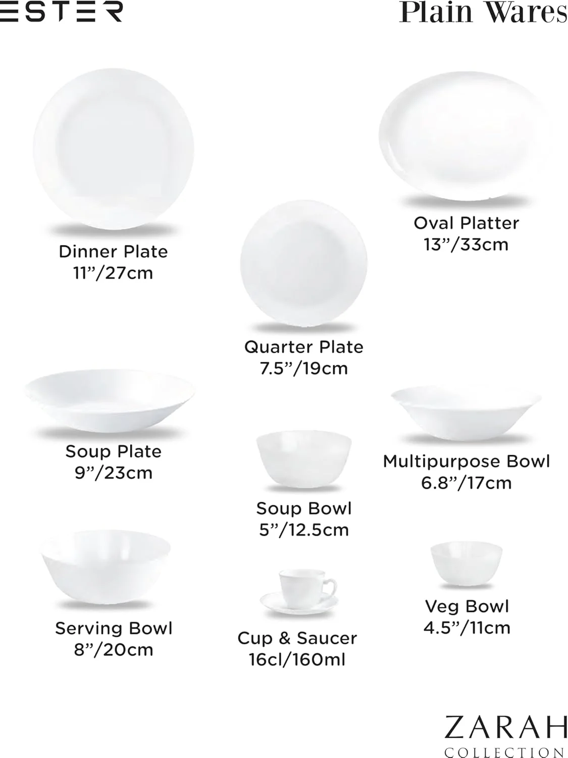 بشقاب سوپ خوری ساده اپال Ester Zarah، ۲۳ سانتی متر، ظروف بادوام و شیک