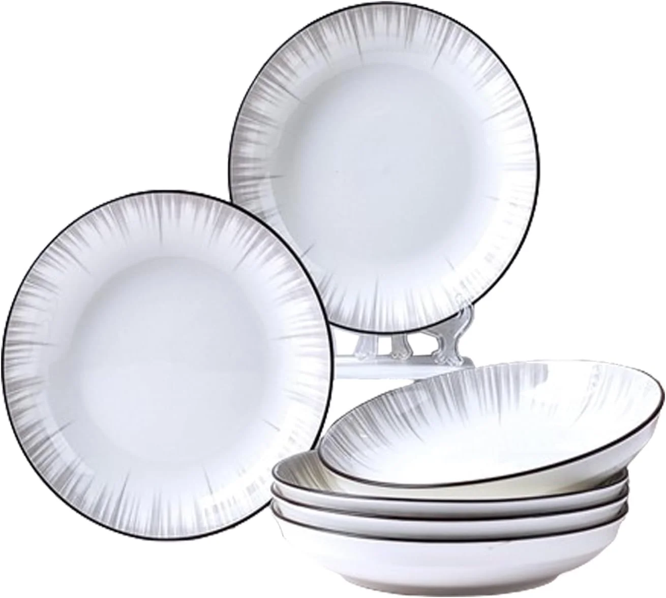 ست پیش دستی چینی دورایمی 123 - 8 اینچ، بشقاب سفید دسر/سالاد - ست ظروف کوچک آشپزخانه برای تنقلات، پیش غذا، بستنی - ست بشقاب سرو، ست 6 عددی