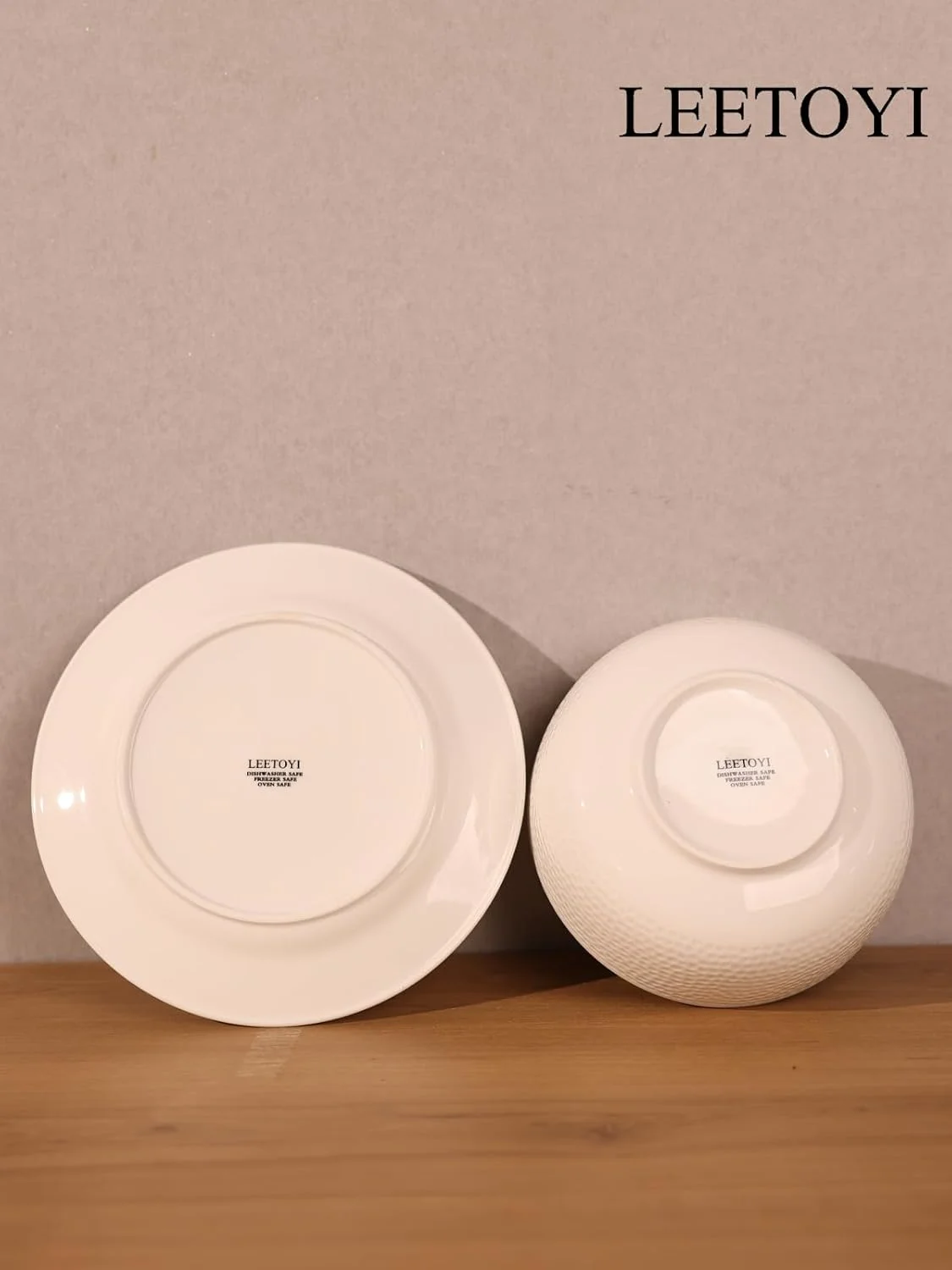 ست ظروف غذاخوری سرامیکی LEETOYI، کاسه 770 میلی لیتری با بشقاب، ظروف غذاخوری برای آشپزخانه و غذاخوری رسمی، مناسب برای غلات، سالاد، پاستا، سوپ، دسر، قابل شستشو در ماشین ظرفشویی و استفاده در مایکروویو، سفید