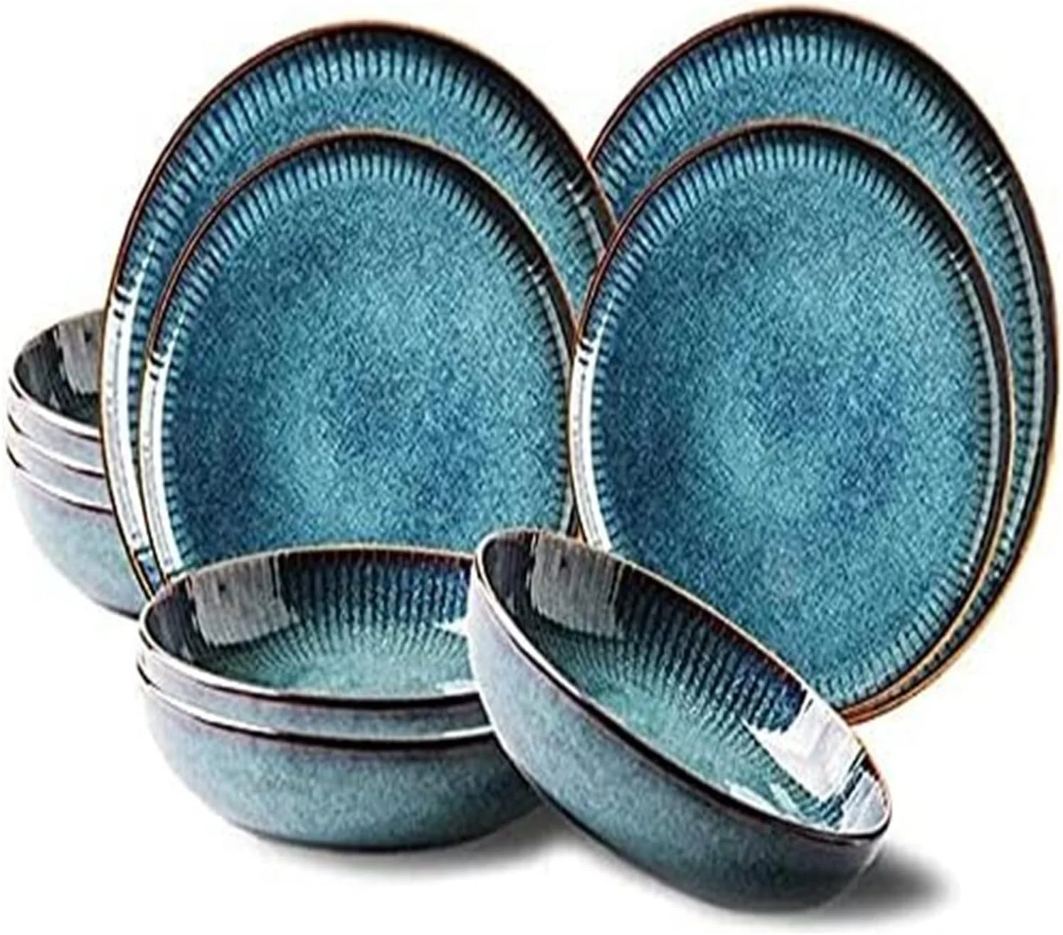 سرویس غذاخوری برای مهمانی شام، 14 تکه، سرویس ظروف سرامیکی، ست ظروف غذاخوری، ترکیب کامل ظروف چینی، بشقاب شام به سبک نوردیک خلاقانه