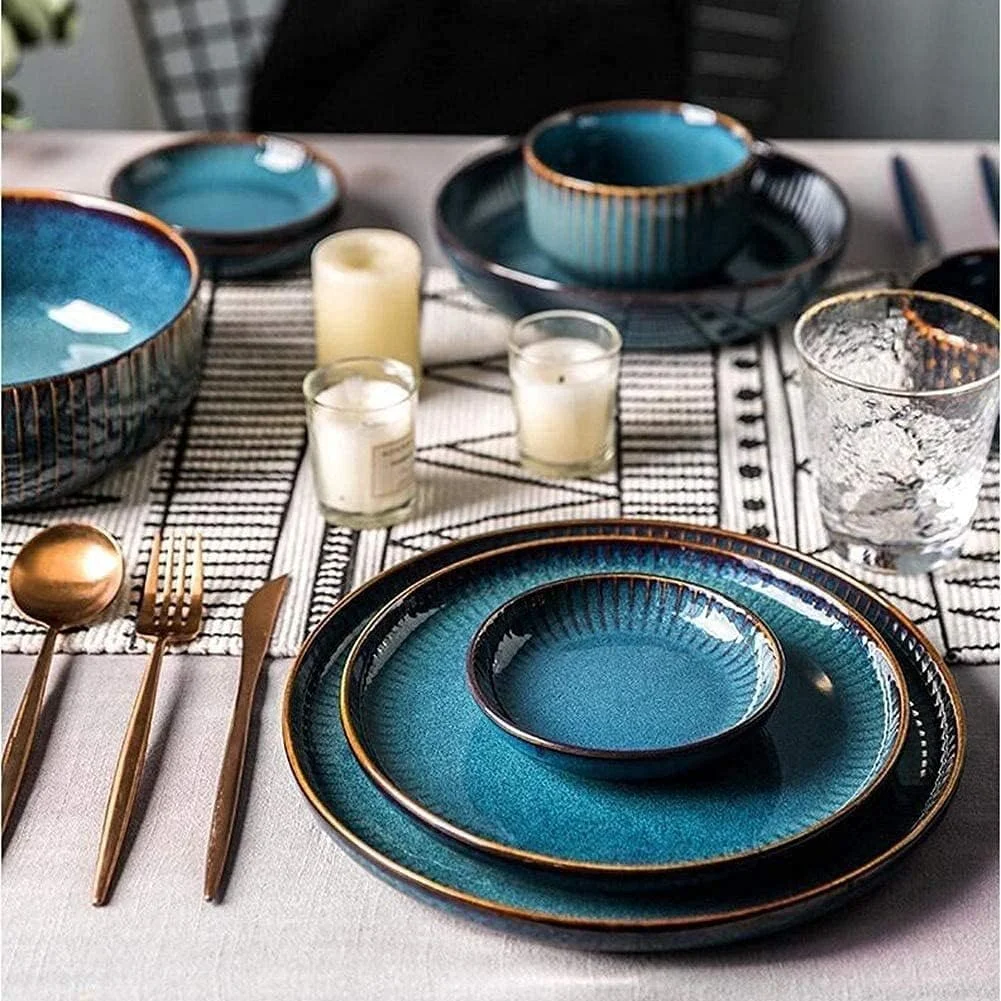 سرویس غذاخوری برای مهمانی شام، 14 تکه، سرویس ظروف سرامیکی، ست ظروف غذاخوری، ترکیب کامل ظروف چینی، بشقاب شام به سبک نوردیک خلاقانه سرویس غذاخوری برای مهمانی شام، 14 تکه، سرویس ظروف سرامیکی، ست ظروف غذاخوری، ترکیب کامل ظروف چینی، بشقاب شام به سبک نوردیک خلاقانه