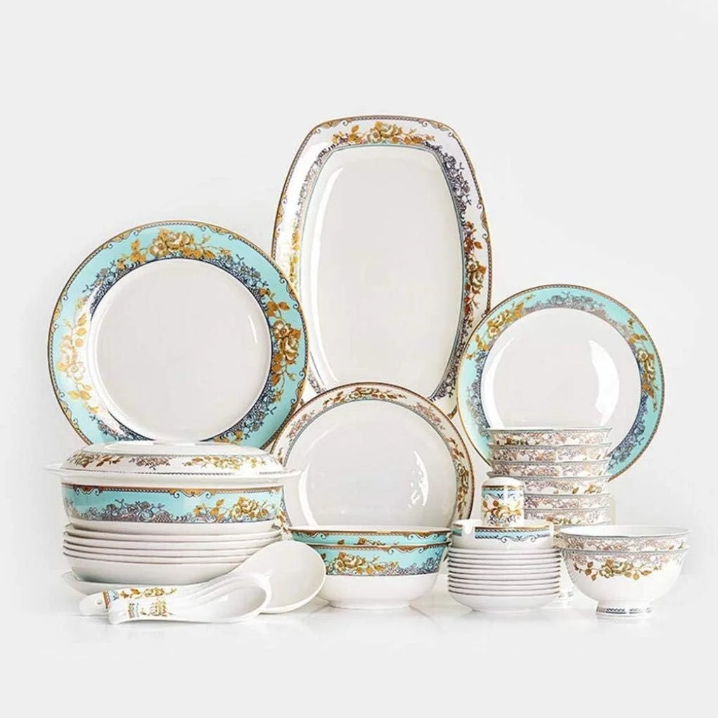 ست ظروف غذاخوری، ست ظروف غذاخوری 56 تکه سرامیکی به سبک سلطنتی وینتیج برای ضیافت خانوادگی