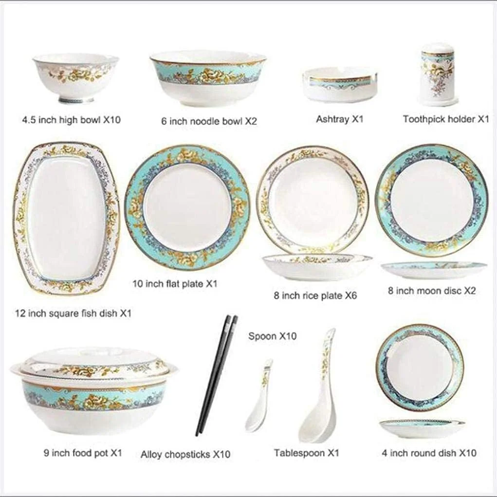 ست ظروف غذاخوری، ست ظروف غذاخوری 56 تکه سرامیکی به سبک سلطنتی وینتیج برای ضیافت خانوادگی