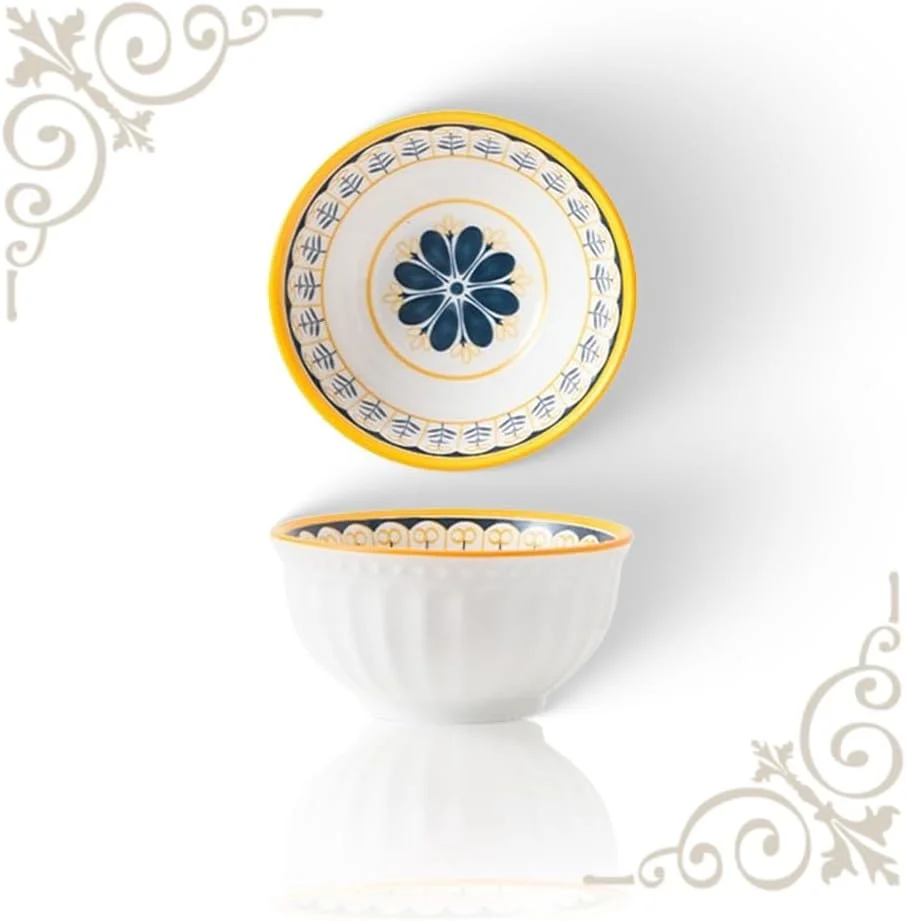 سرویس غذاخوری 16 پارچه سرامیکی سری نوردیک برای 4 نفر، بشقاب و کاسه با حاشیه طلایی، ست ظروف شیک و قابل چیدن برای استفاده روزانه و هدیه دادن، ست کامل ظروف غذاخوری در جعبه هدیه